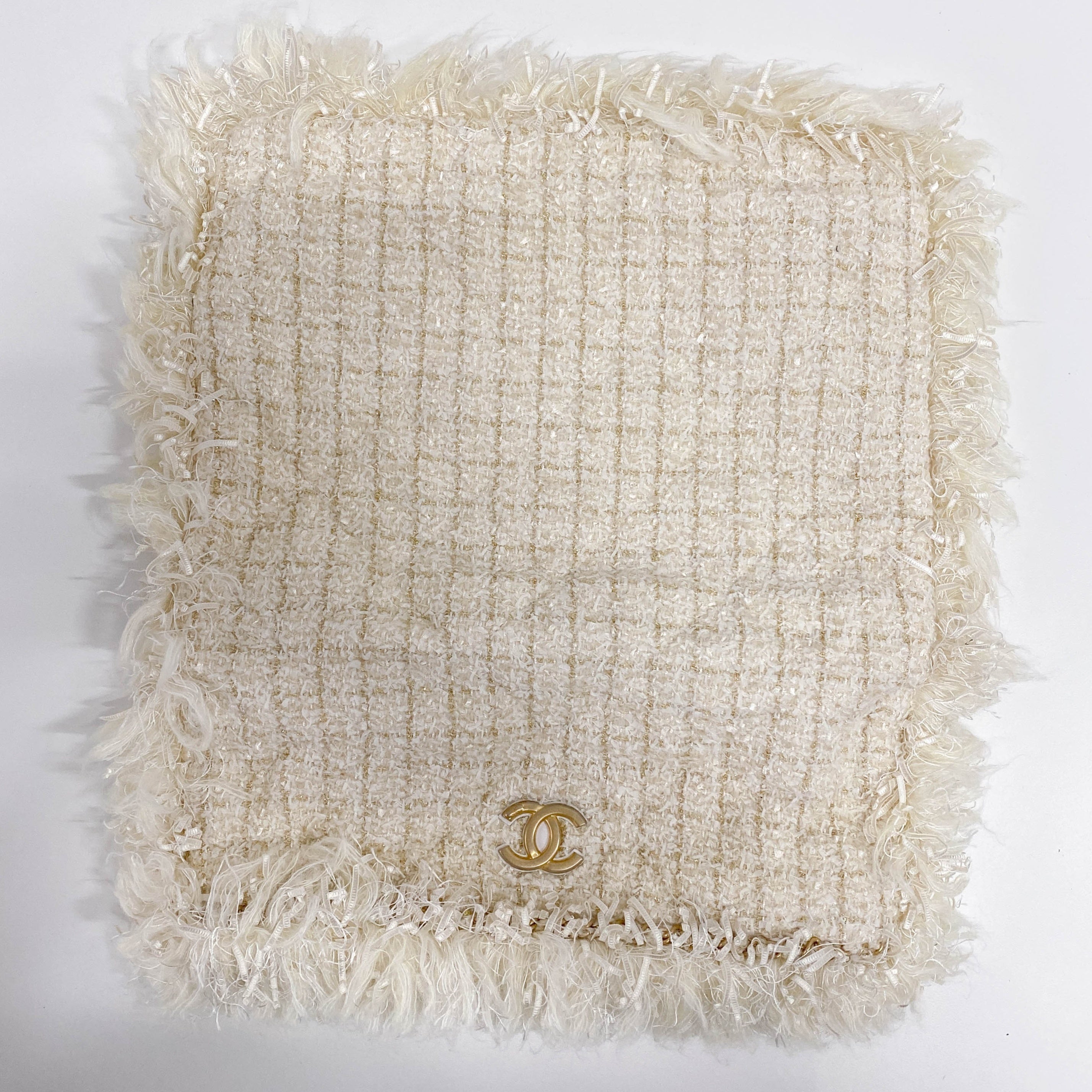 Ivory Tweed Oversized Clutch Bag