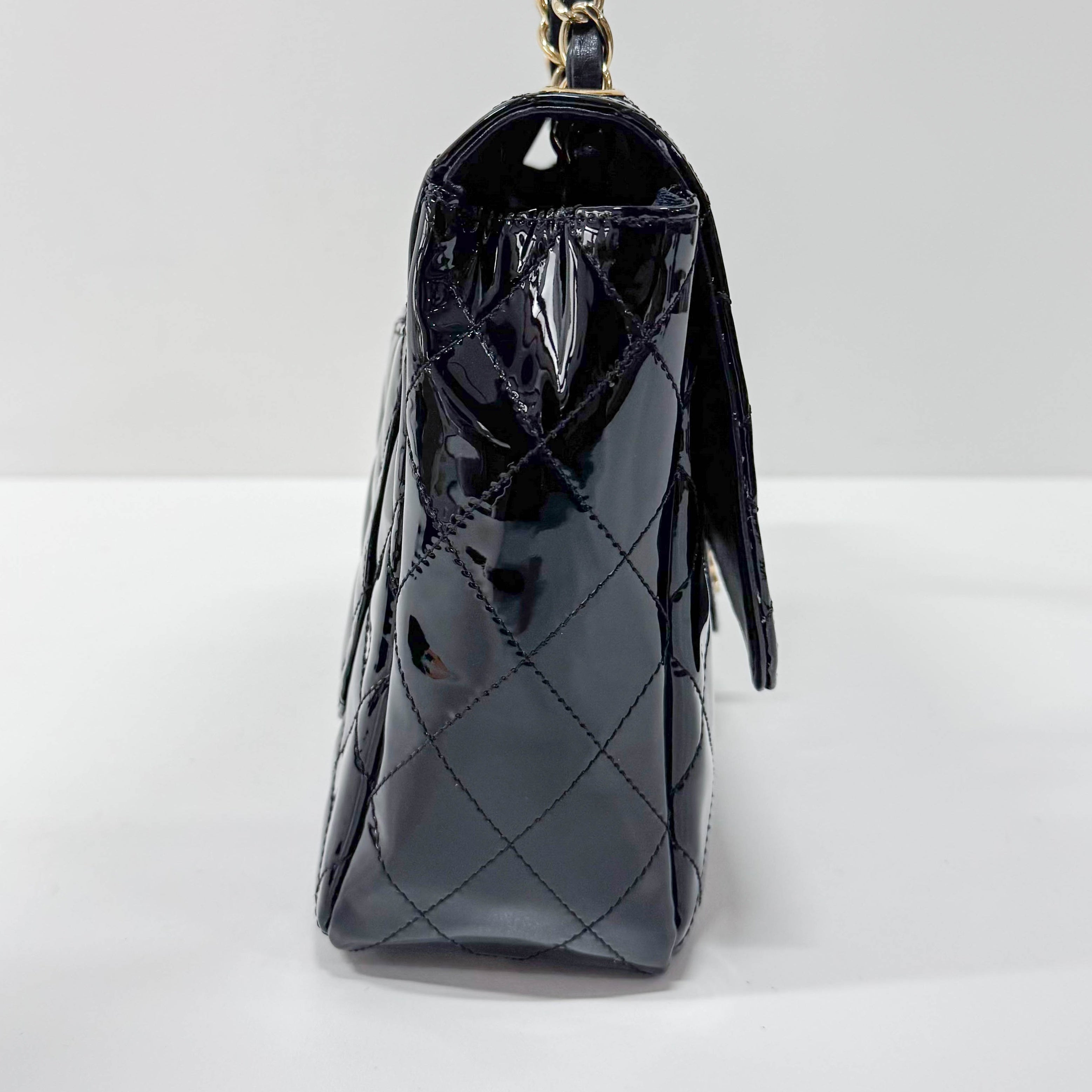 Timeless Classic Flap BlackPatent Leather Shoulder/Crossbody Bag