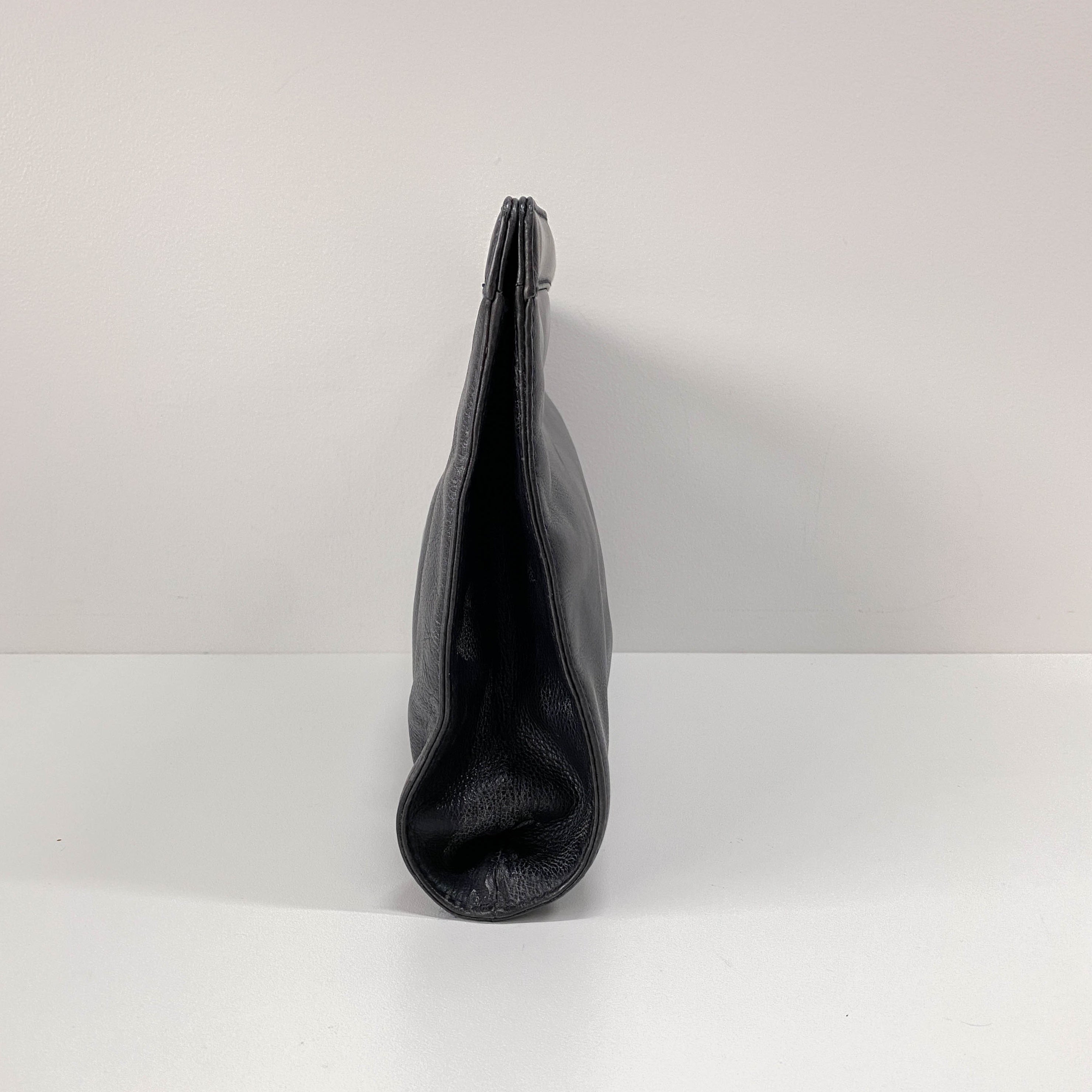 Vintage Black Leather Rectagular Handbag