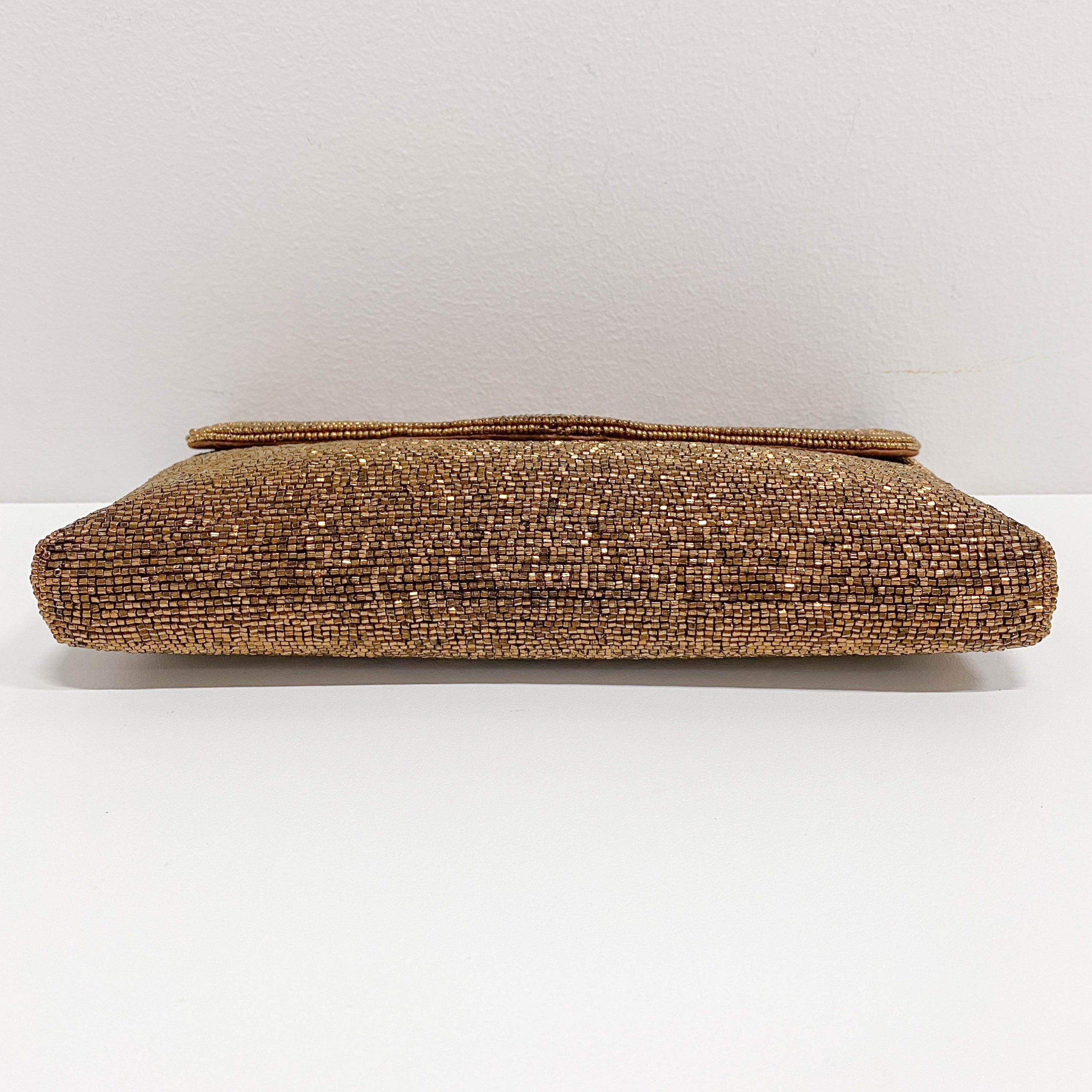 Vintage Rose Gold Beaded Gold Chain Shoulder Bag