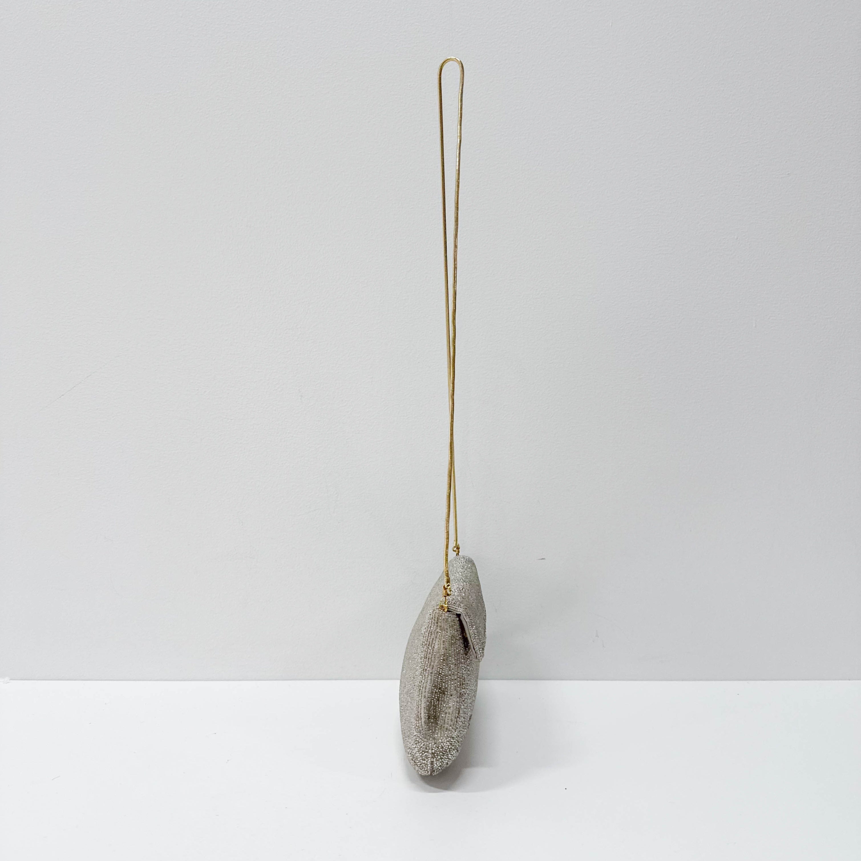 Vintage Silver Beaded Glod Chain Shoulder Bag