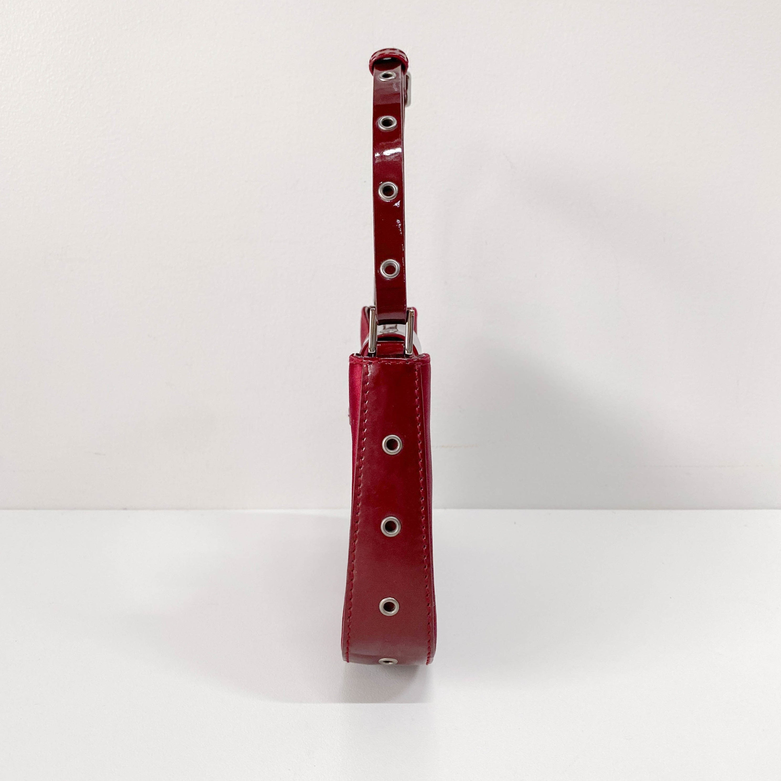 Mini Burgundy Satin Hobo Shoulder Bag