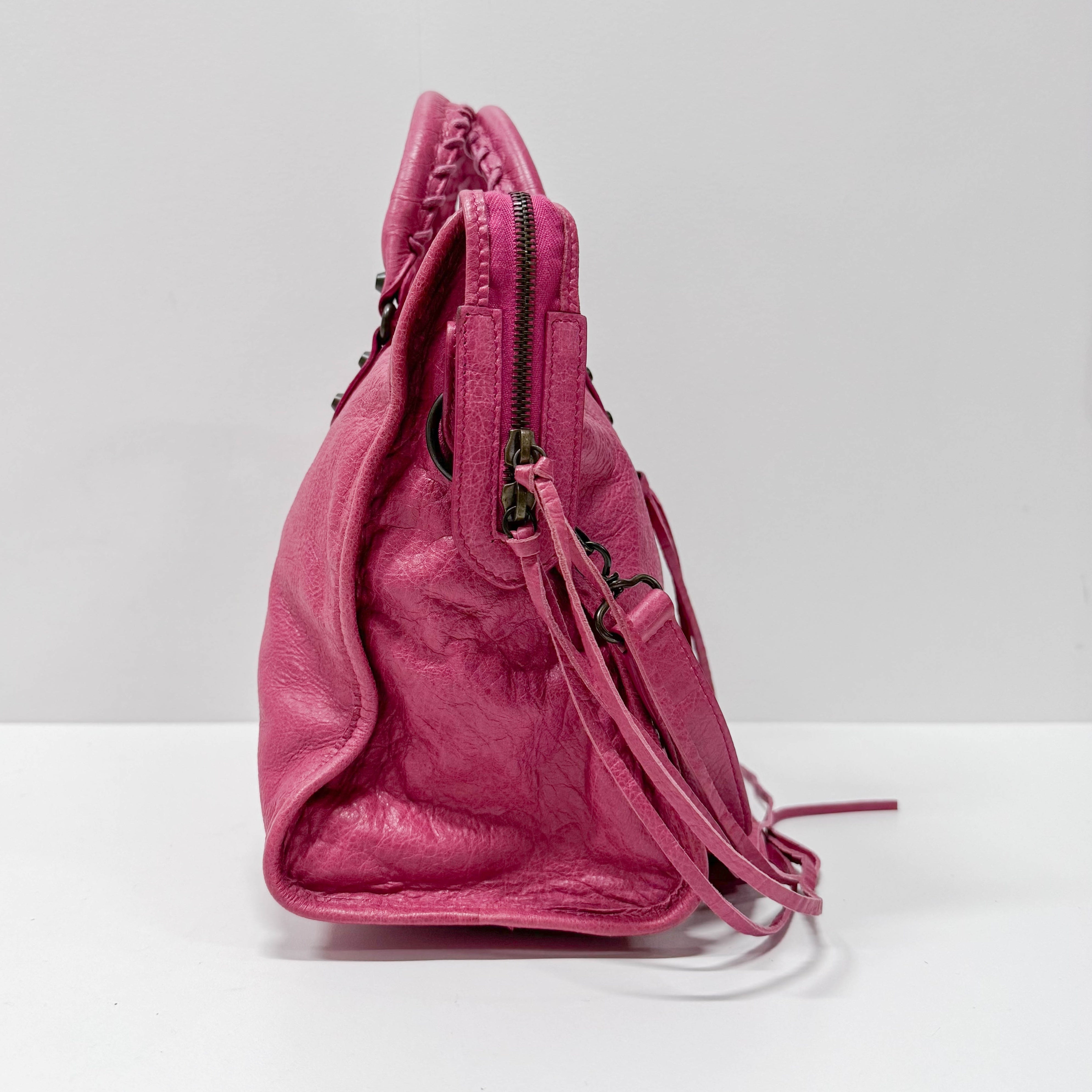 The City Pink Calfskin Leather Two Way Bag