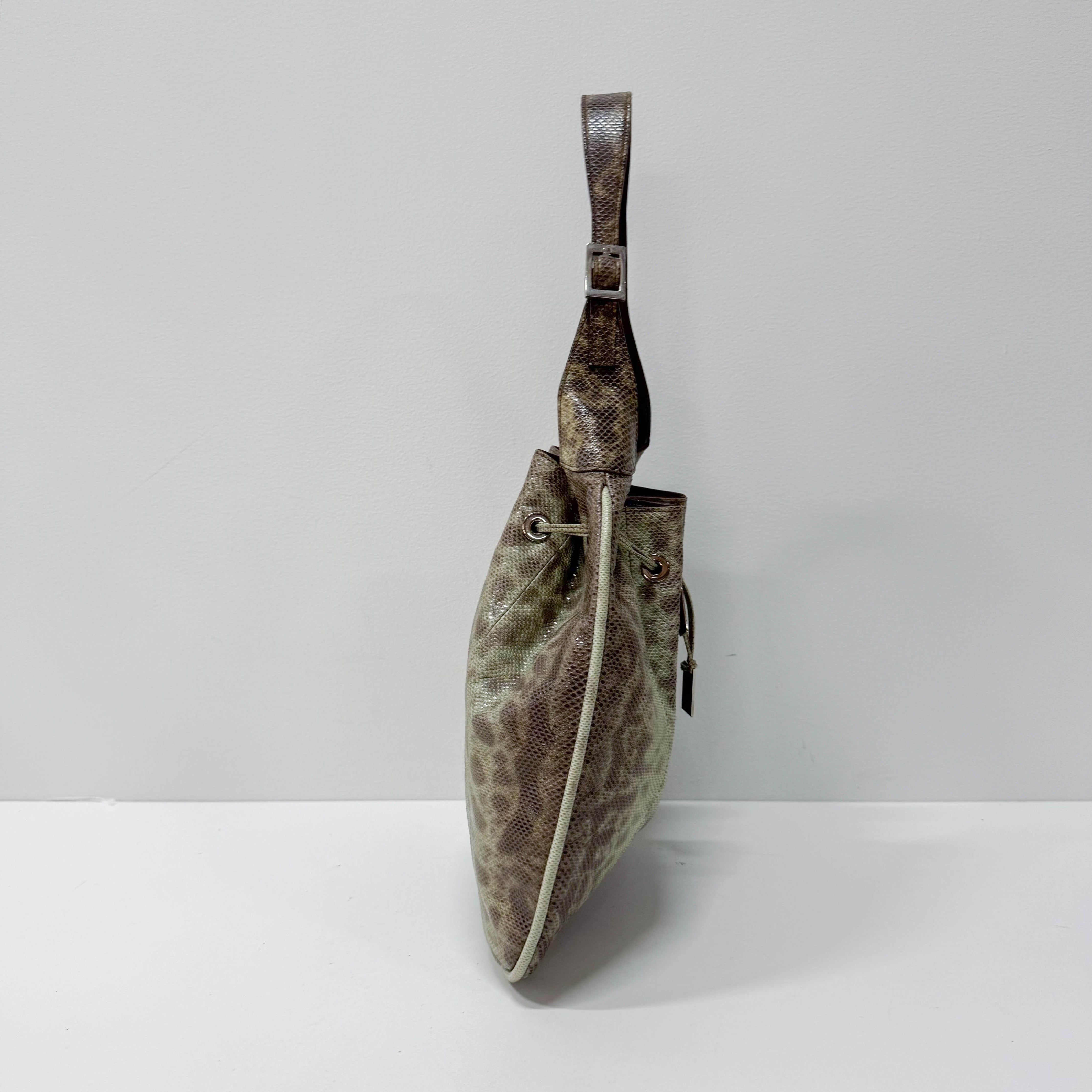 Green Python Leather Hobo Bag