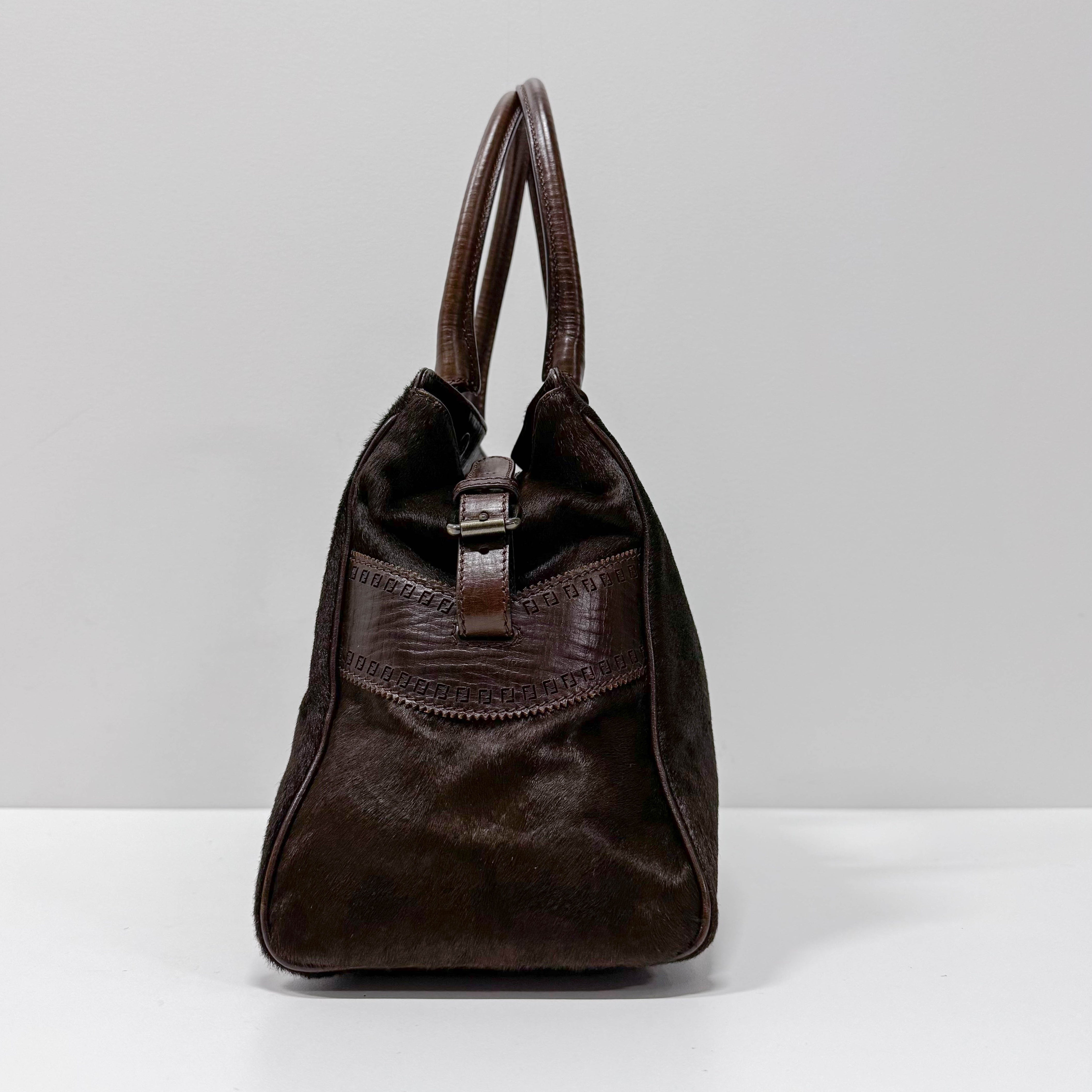 Limited Edition Squirrel Print Brown Pony Hair Shoulder Bag