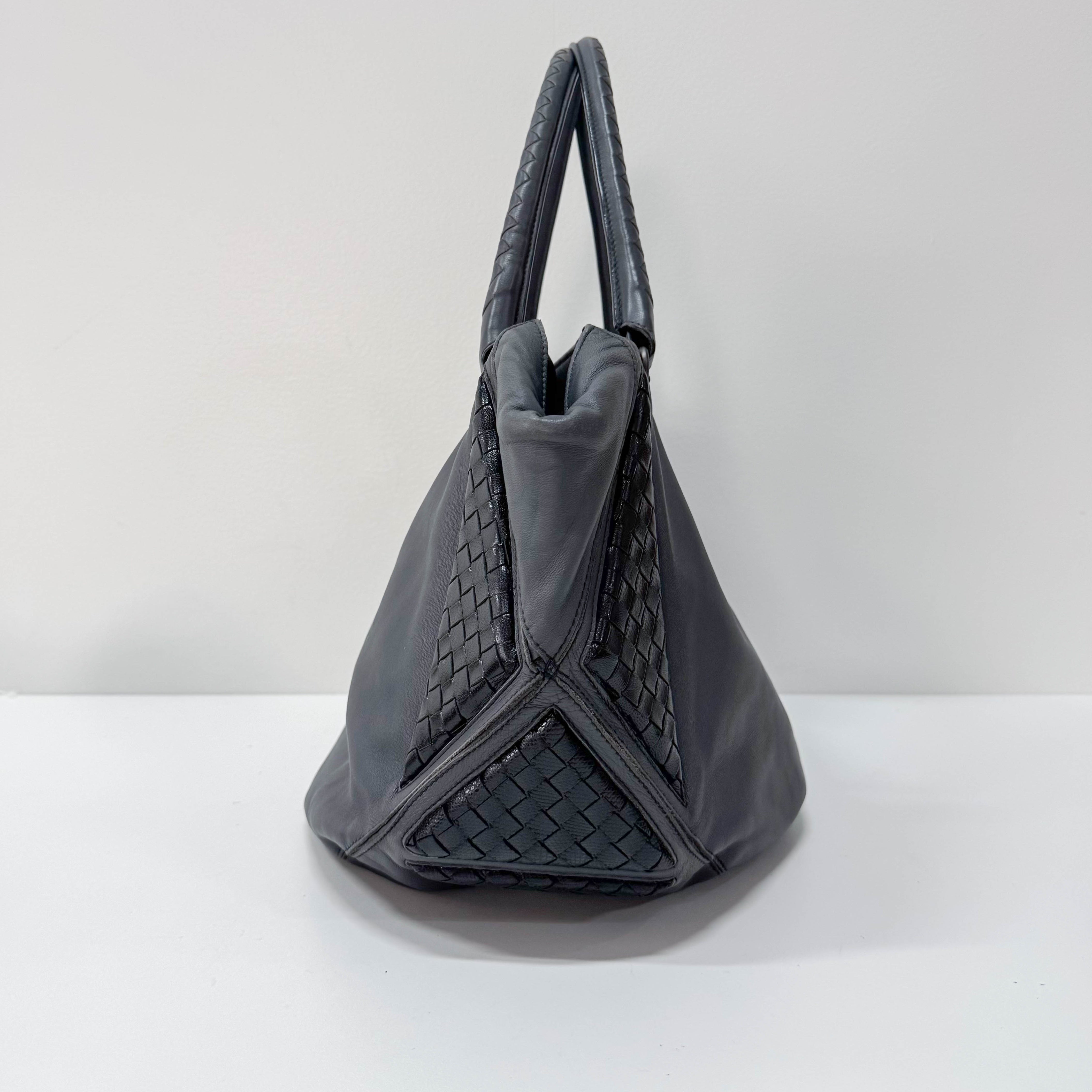 Vintage Grey Leather Two Way Bag