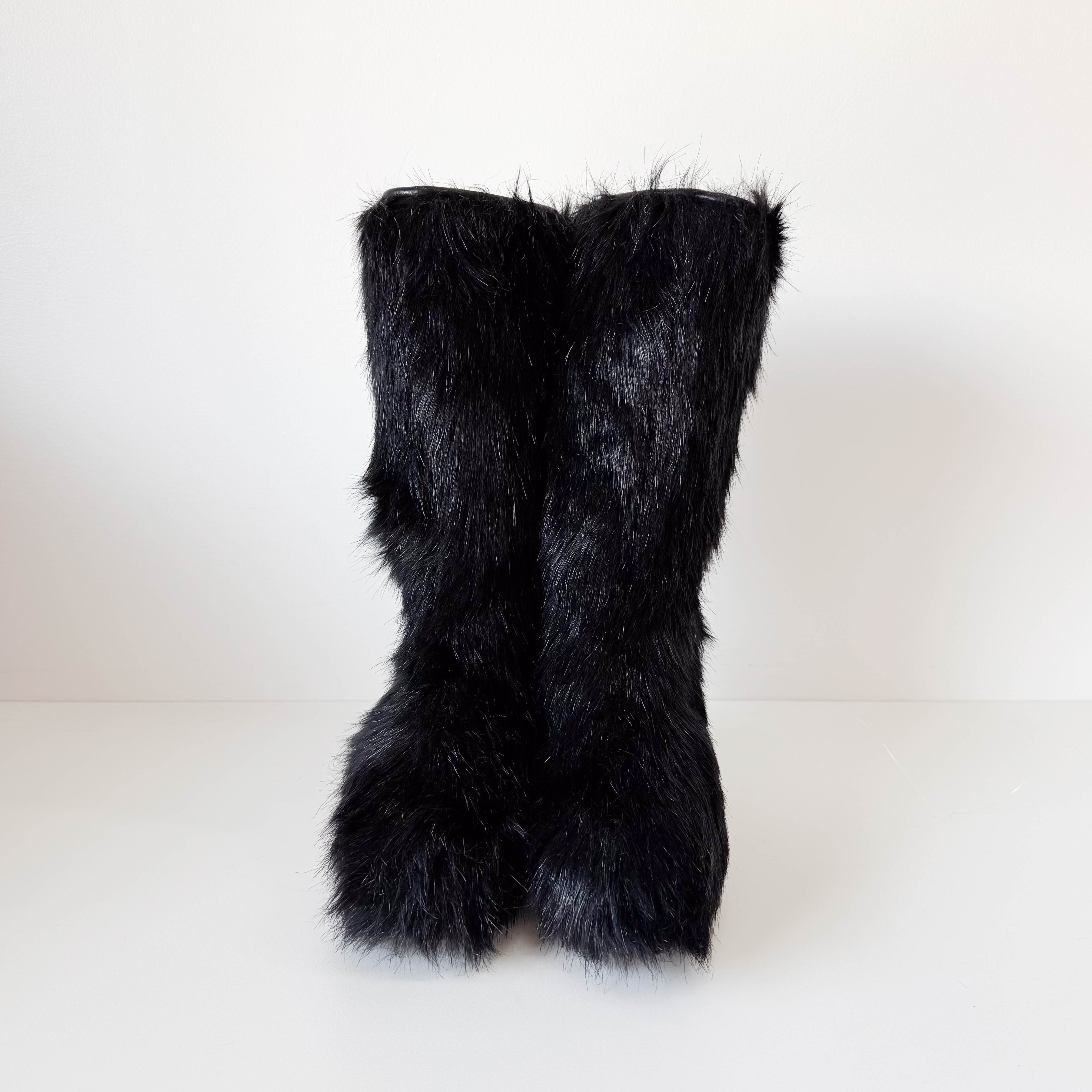 Size 37 1/2 Black Fur Boots