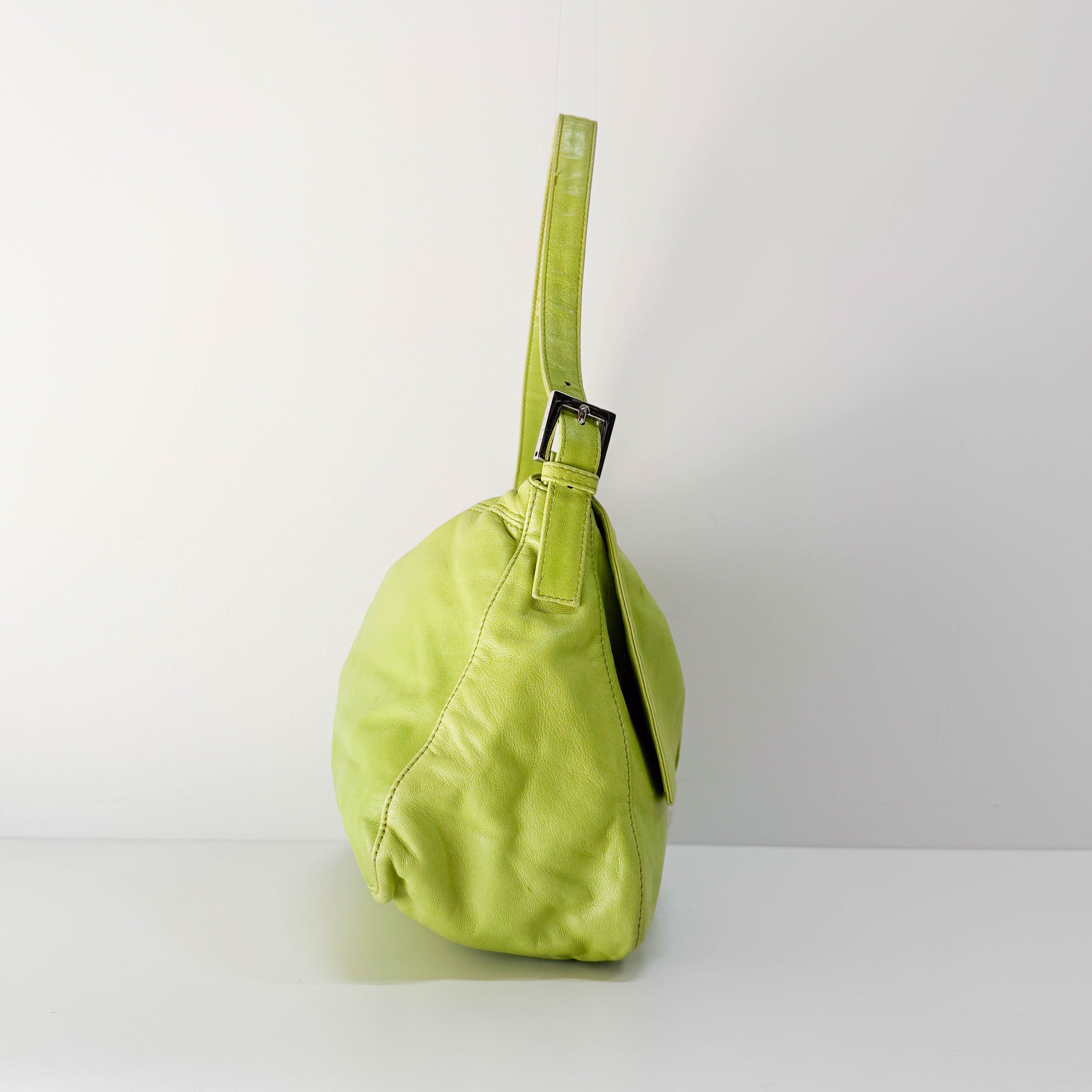 Mamma Baguette Green Nappa Leather Shoulder Bag