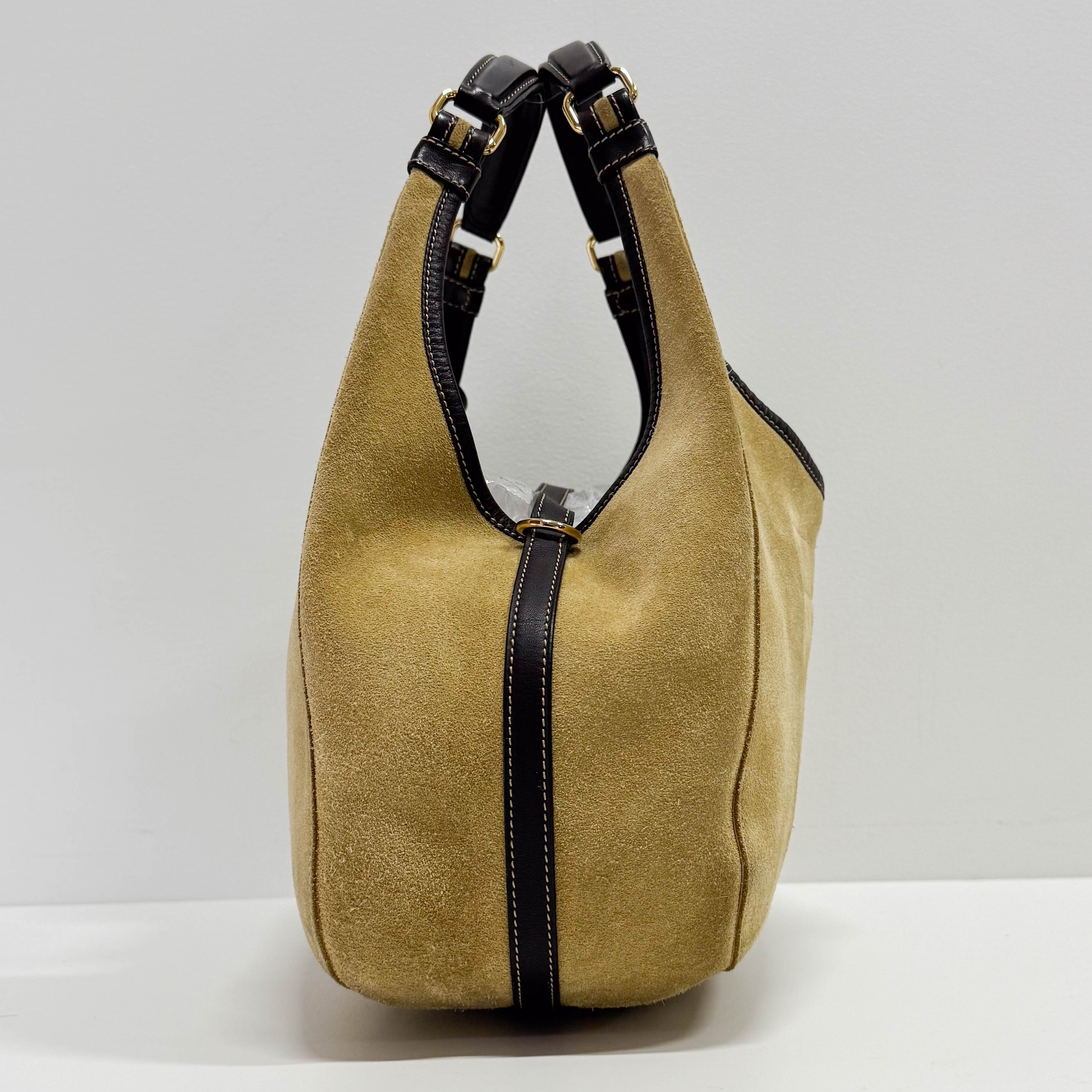 Anagram Beige Suede Shoulder Bag