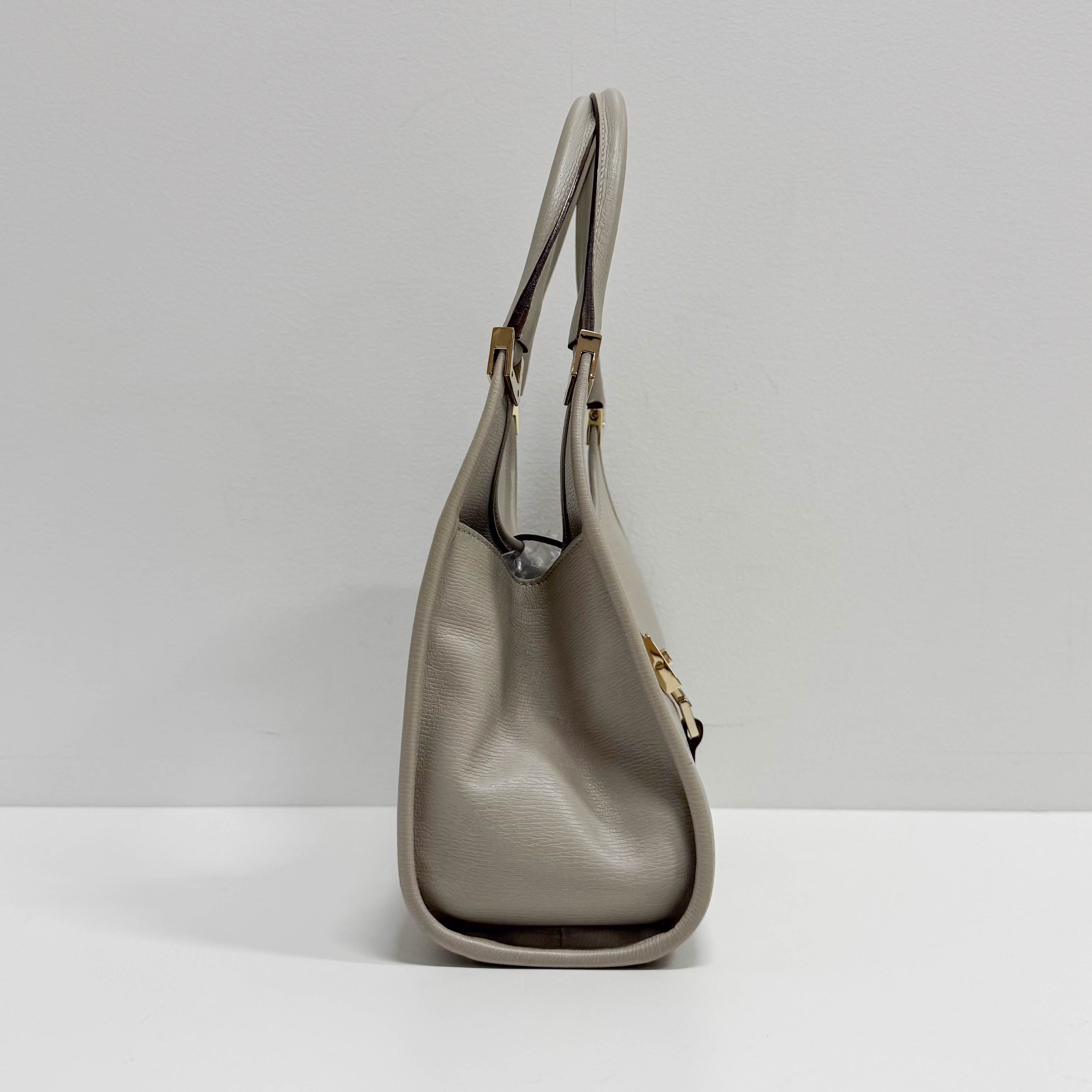 Jackie Small Grey Leather Shoulder Bag