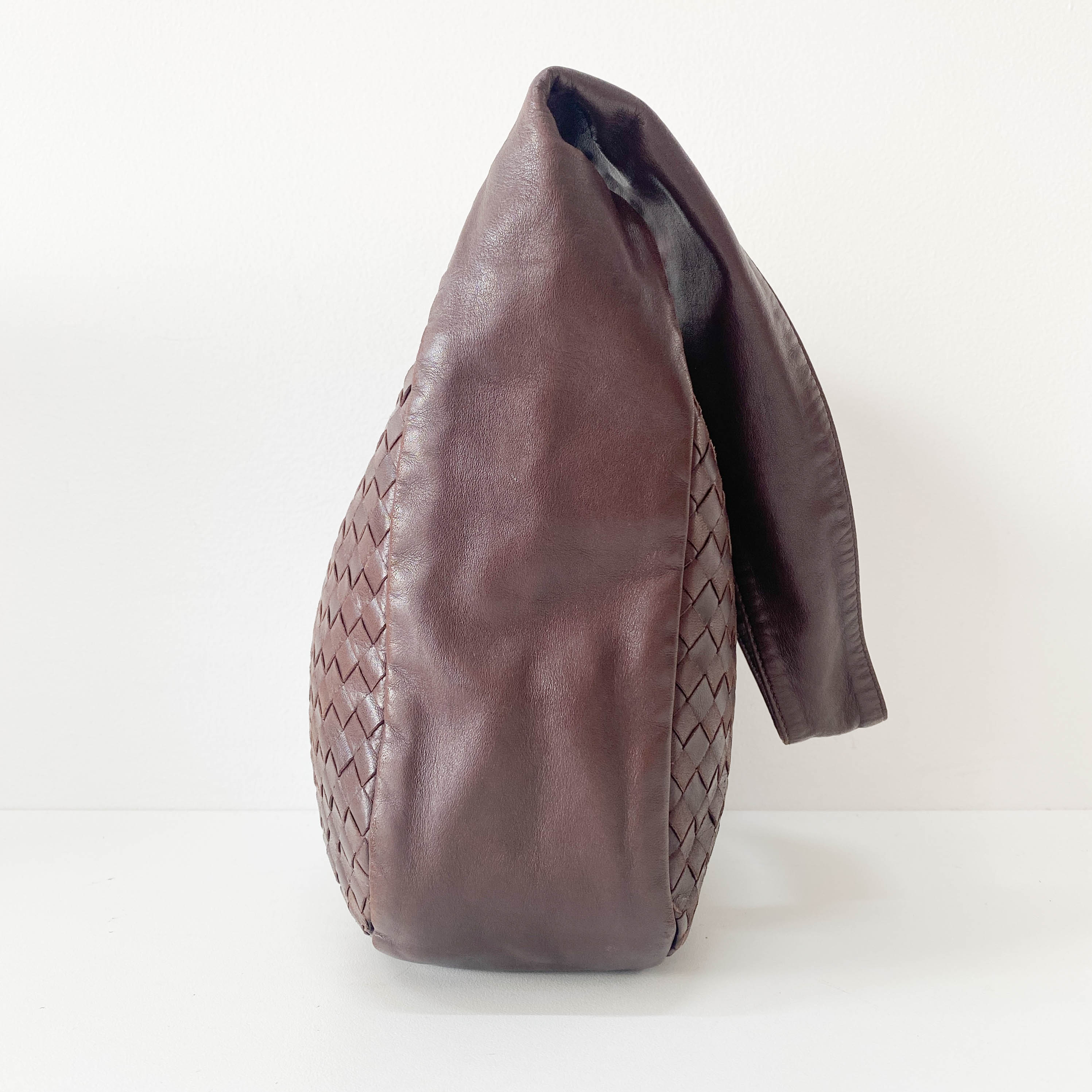 Intrecciato Brown Leather Shoulder Bag