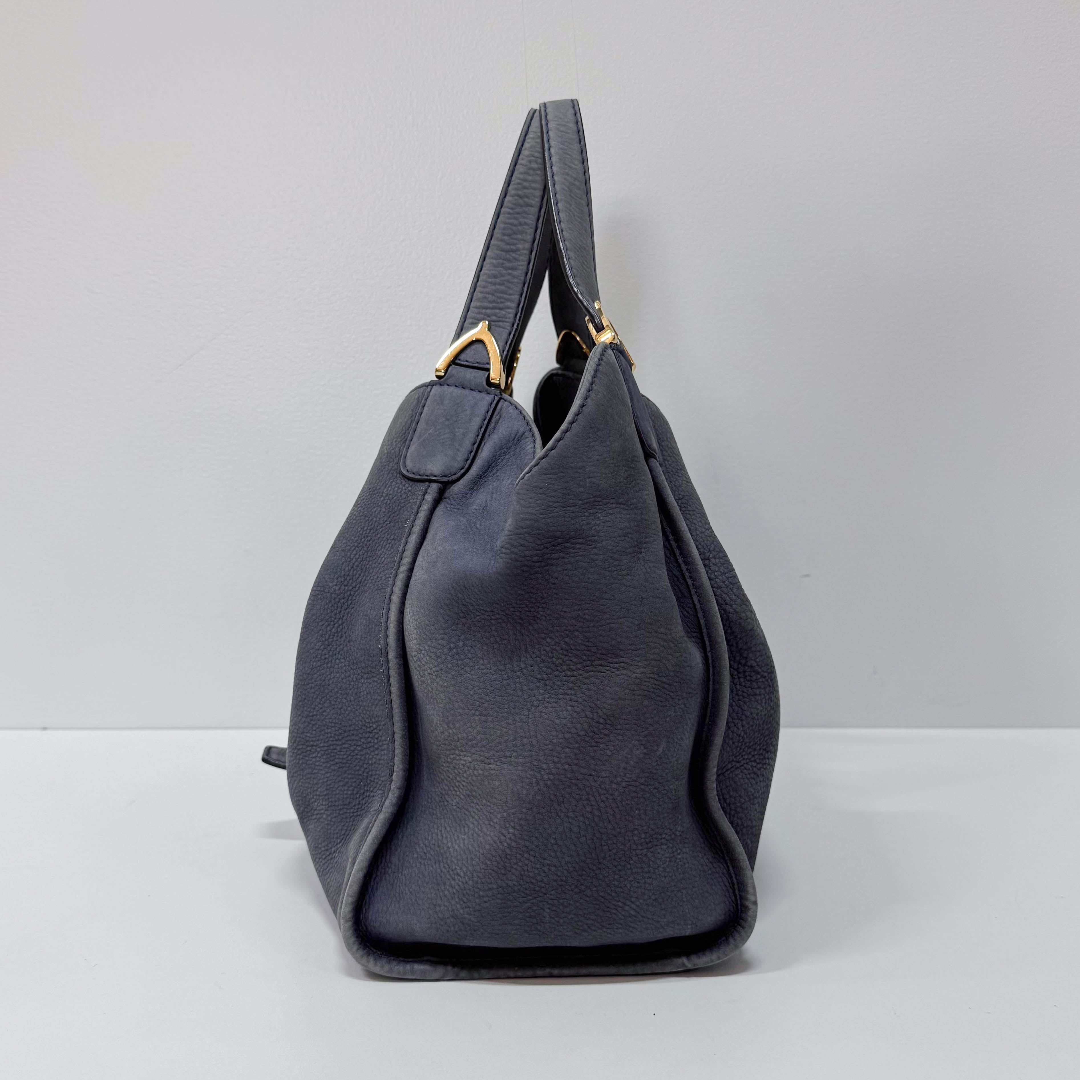 Stirrup Blue Leather Shoulder Bag