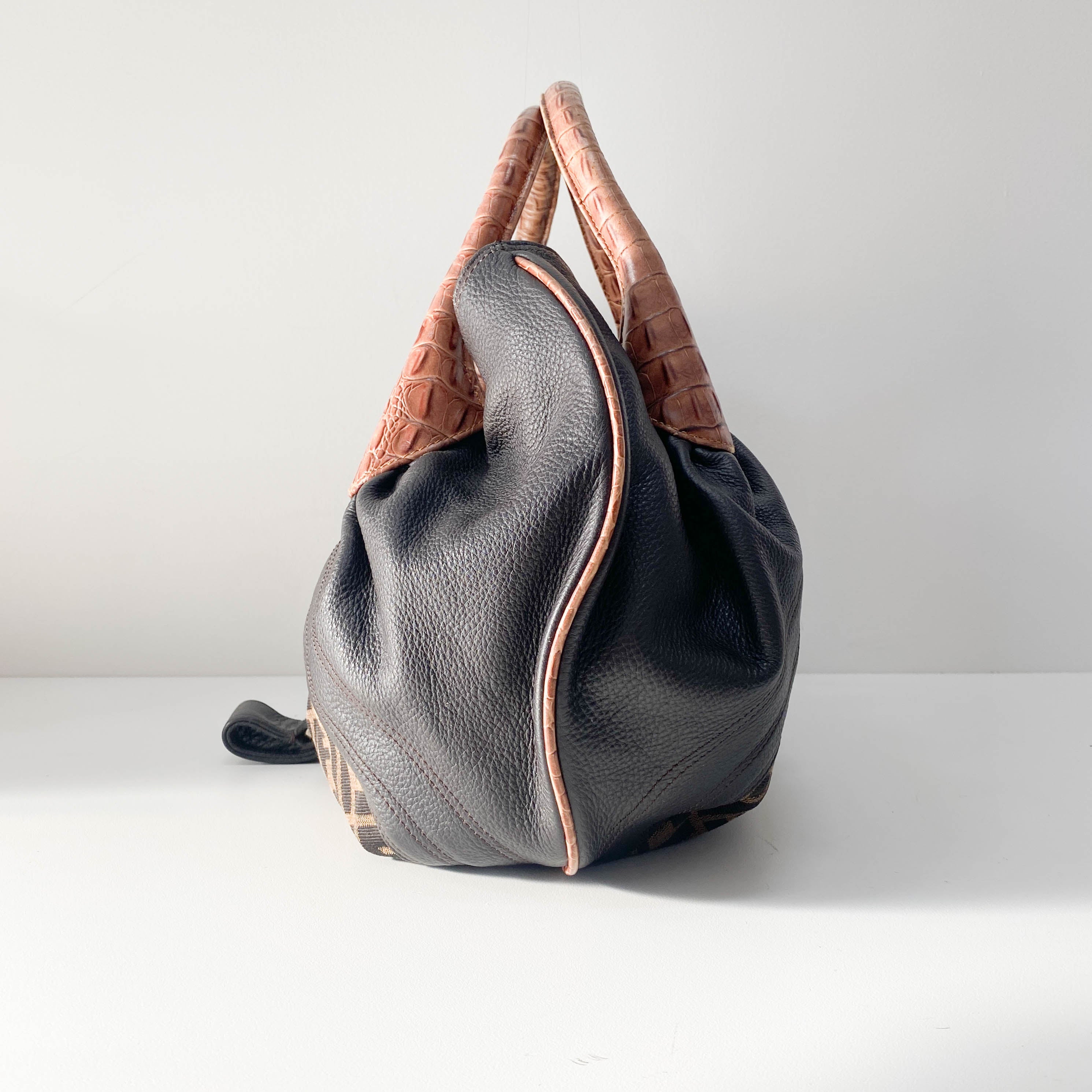 Spy Zucca Canvas & Leather Shoulder Bag