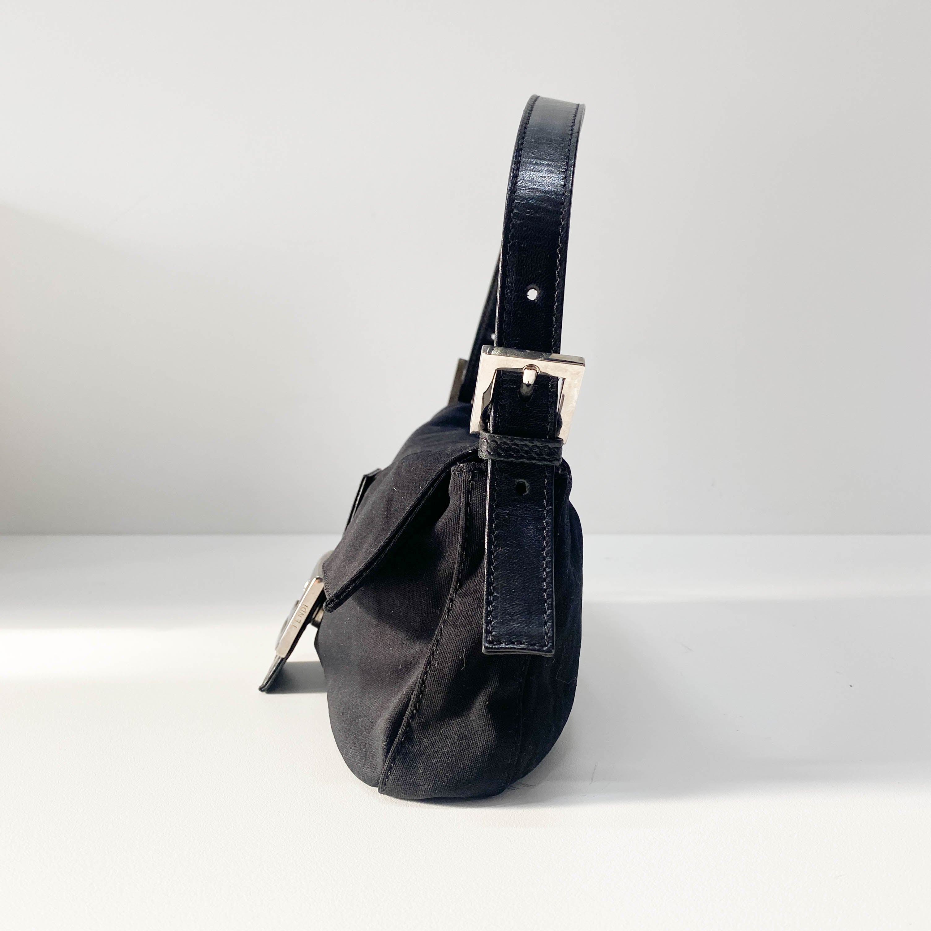 Baguette Black Neoprene Shoulder Bag