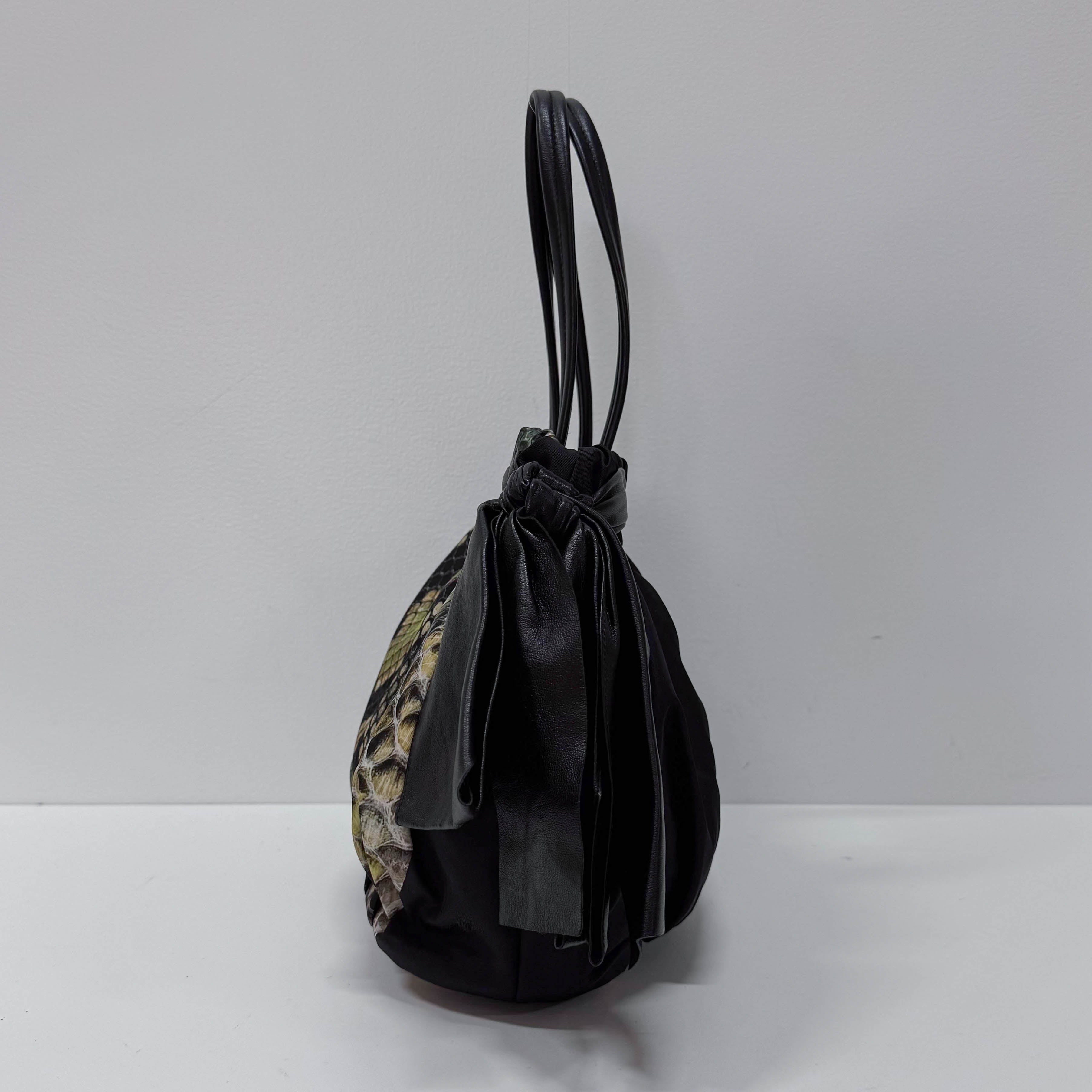 Green Snakeprint Nylon Shoulder Bag