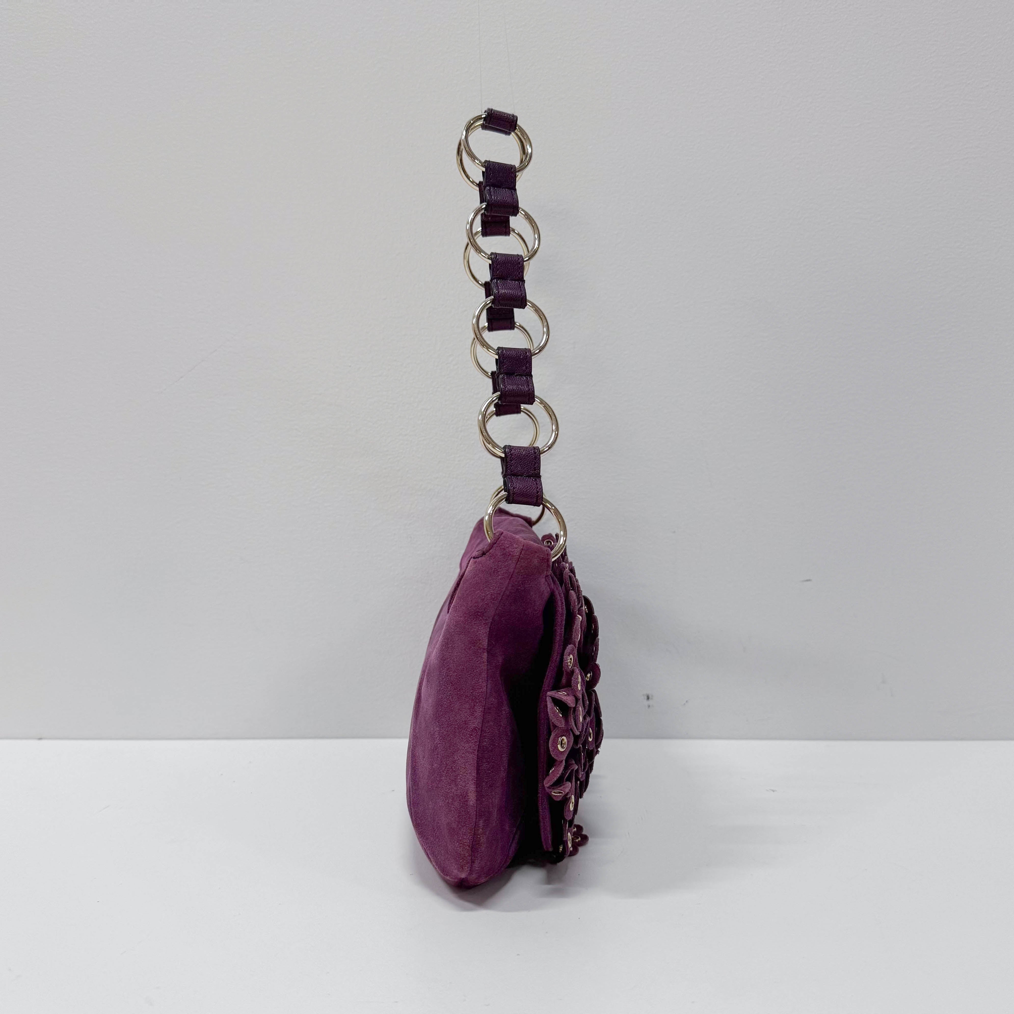 Purple Suede Chain Strap Shoulder Bag