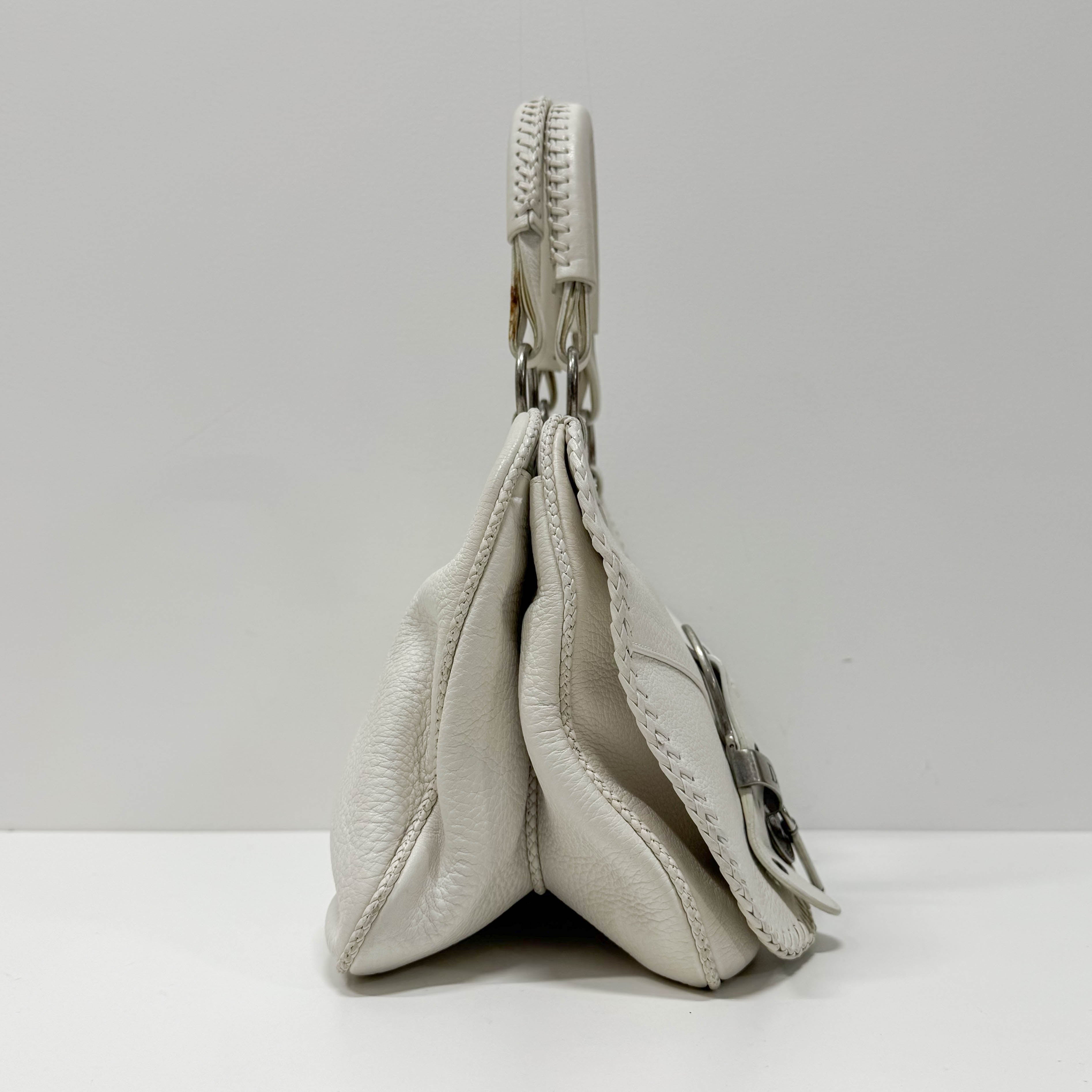 Gaucho White Leather Two Way Bag