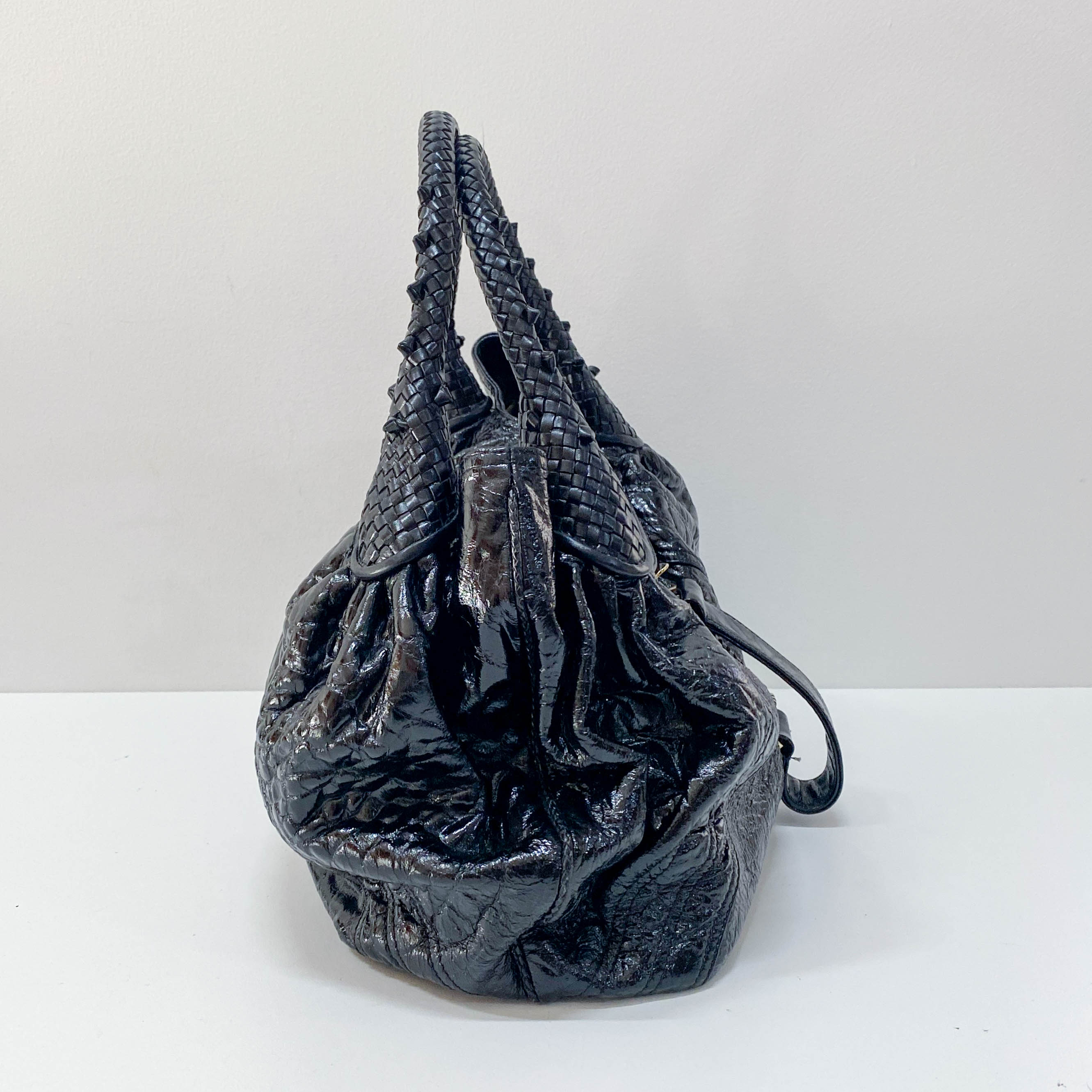 Spy Black Patent Leather Shoulder Bag