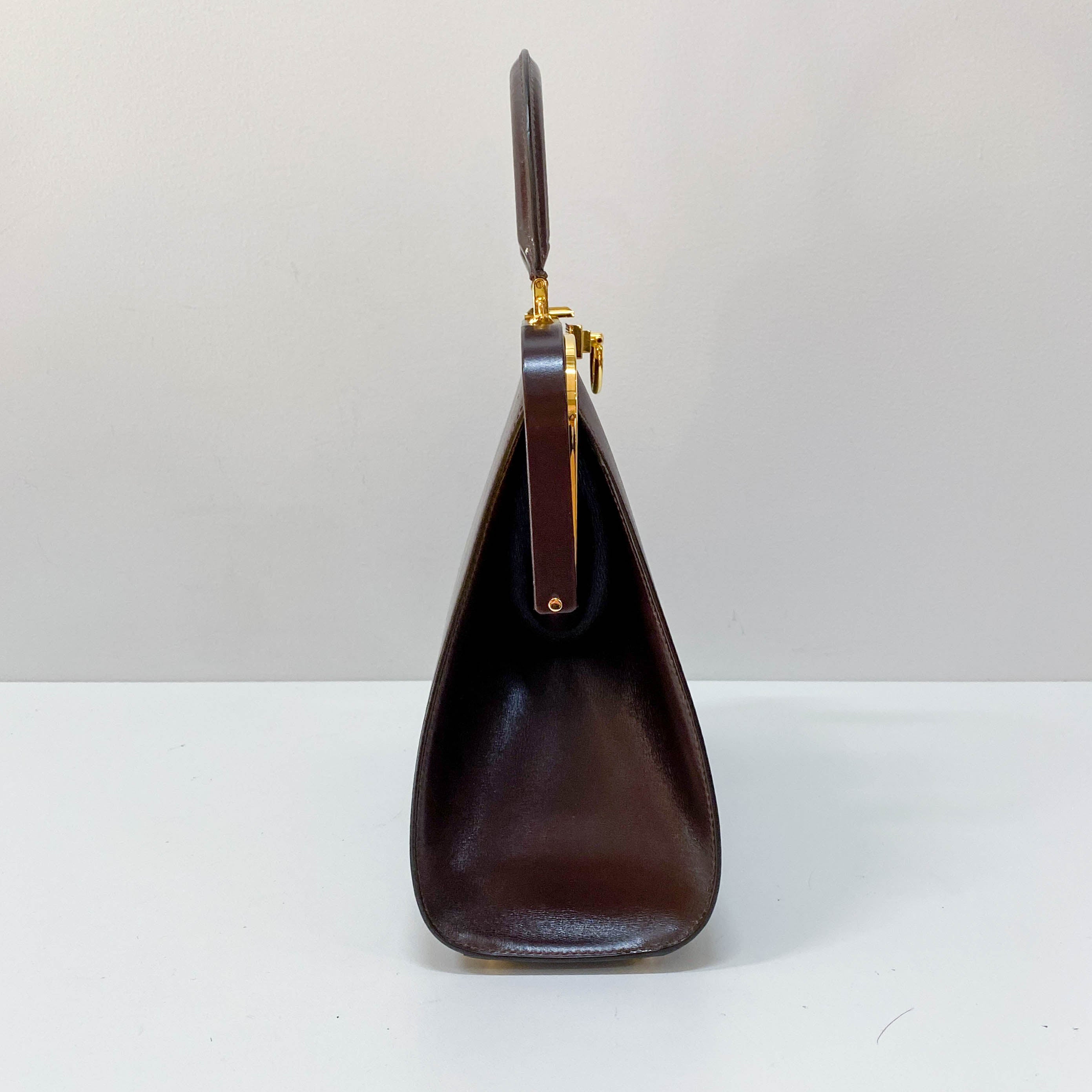 Brown Leather Top Handle Two Way Bag