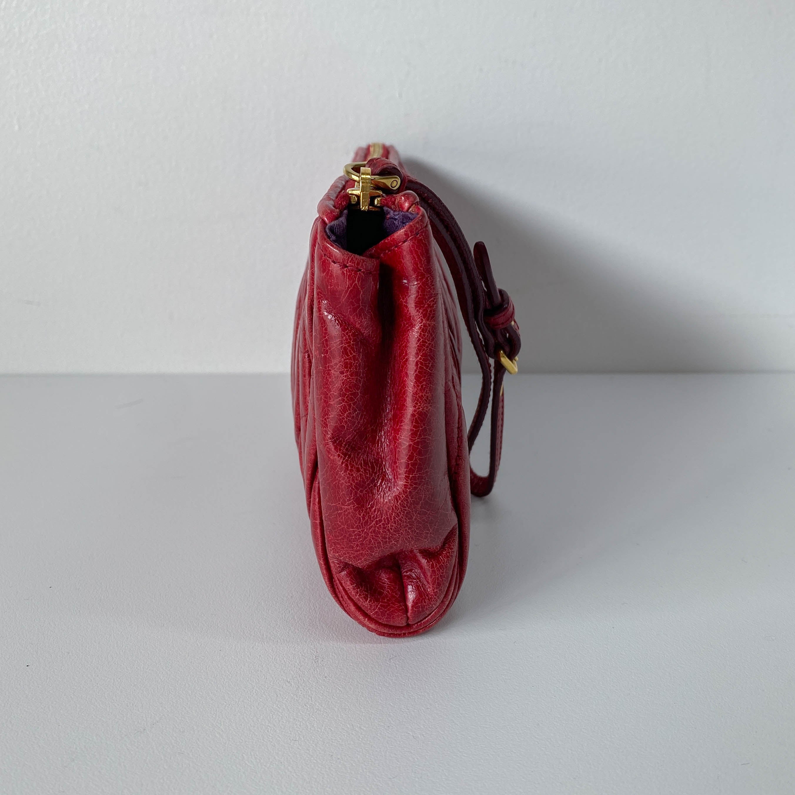 Red Leather Accessory Pouch