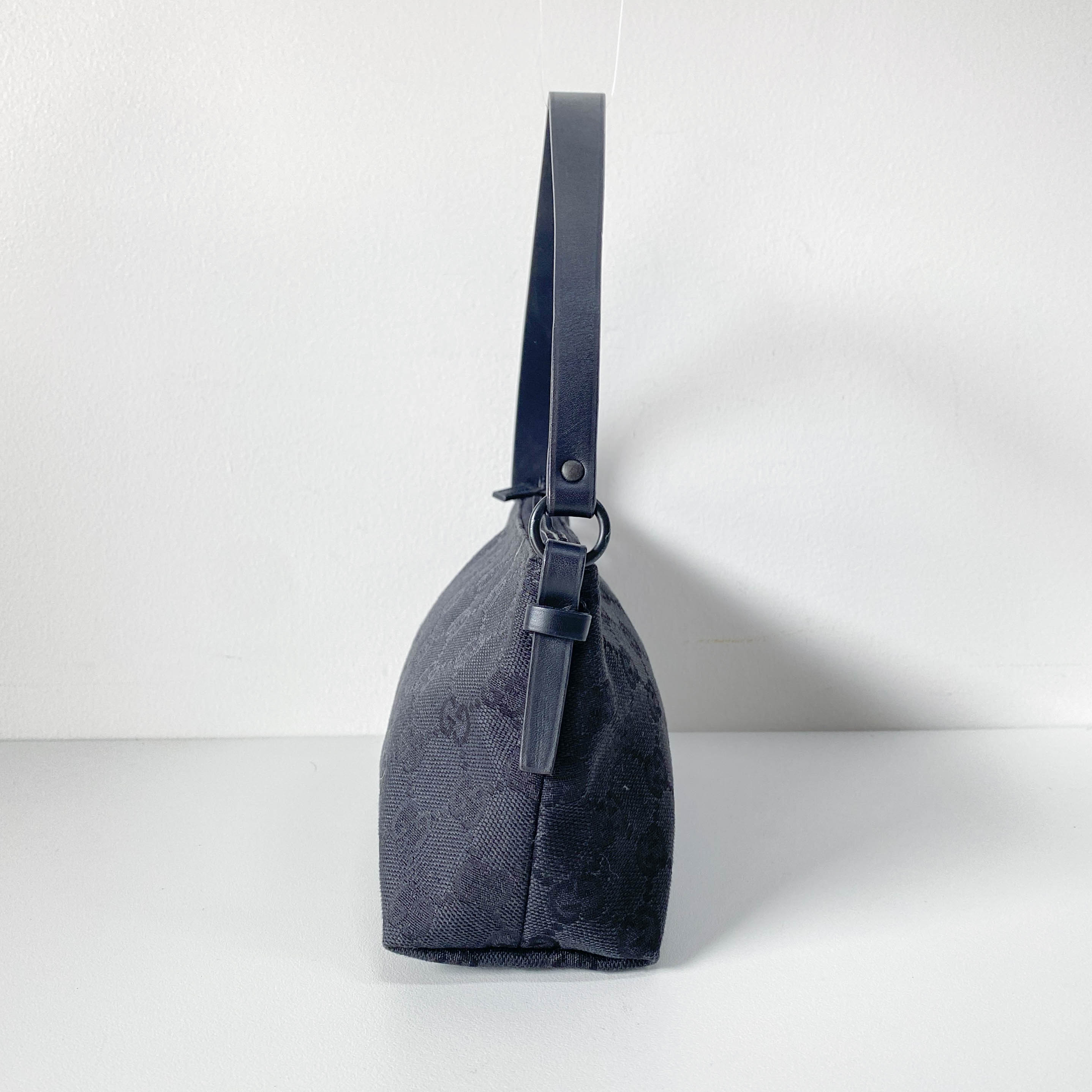 Small GG Black Canvas Shoulder Bag