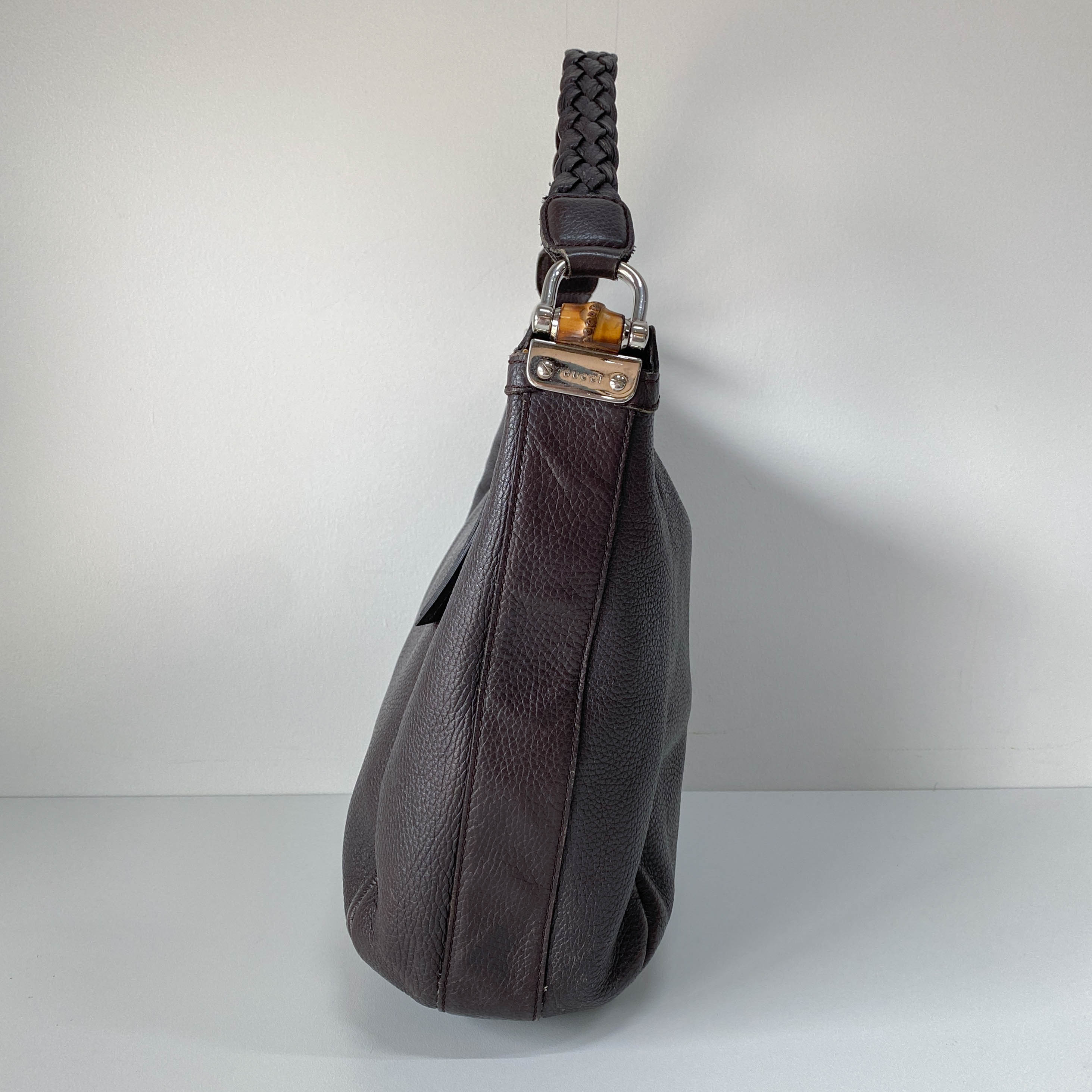 Black Leather Hobo Shoulder Bag