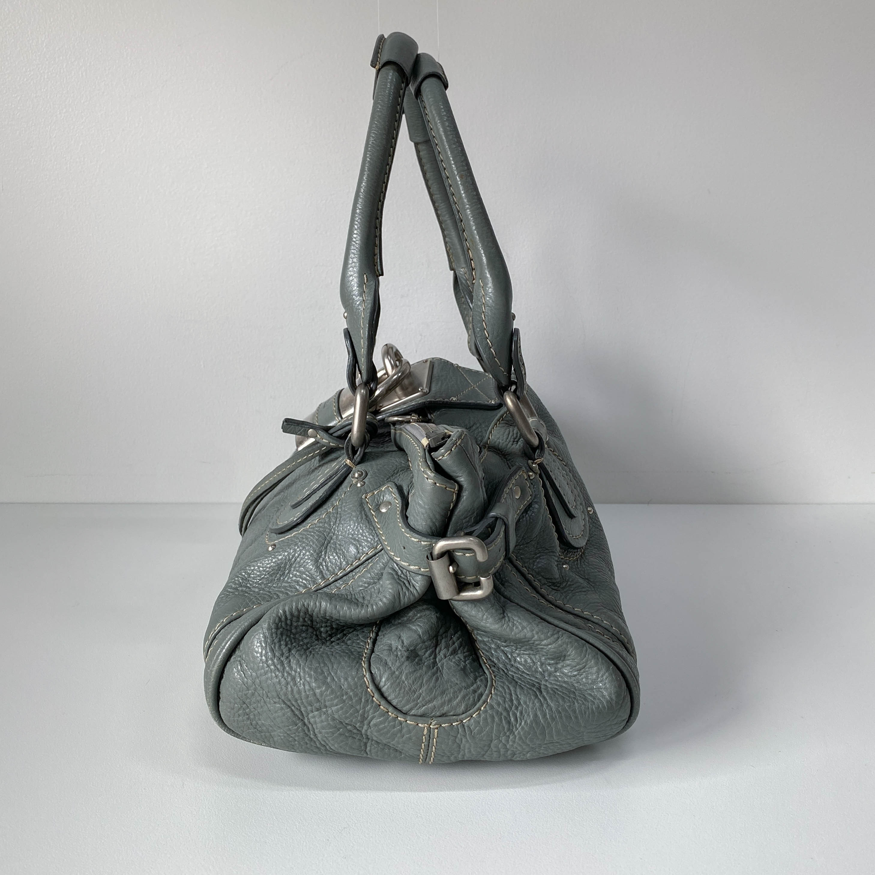 Paddington Sage Green Calfskin Leather Shoulder Bag