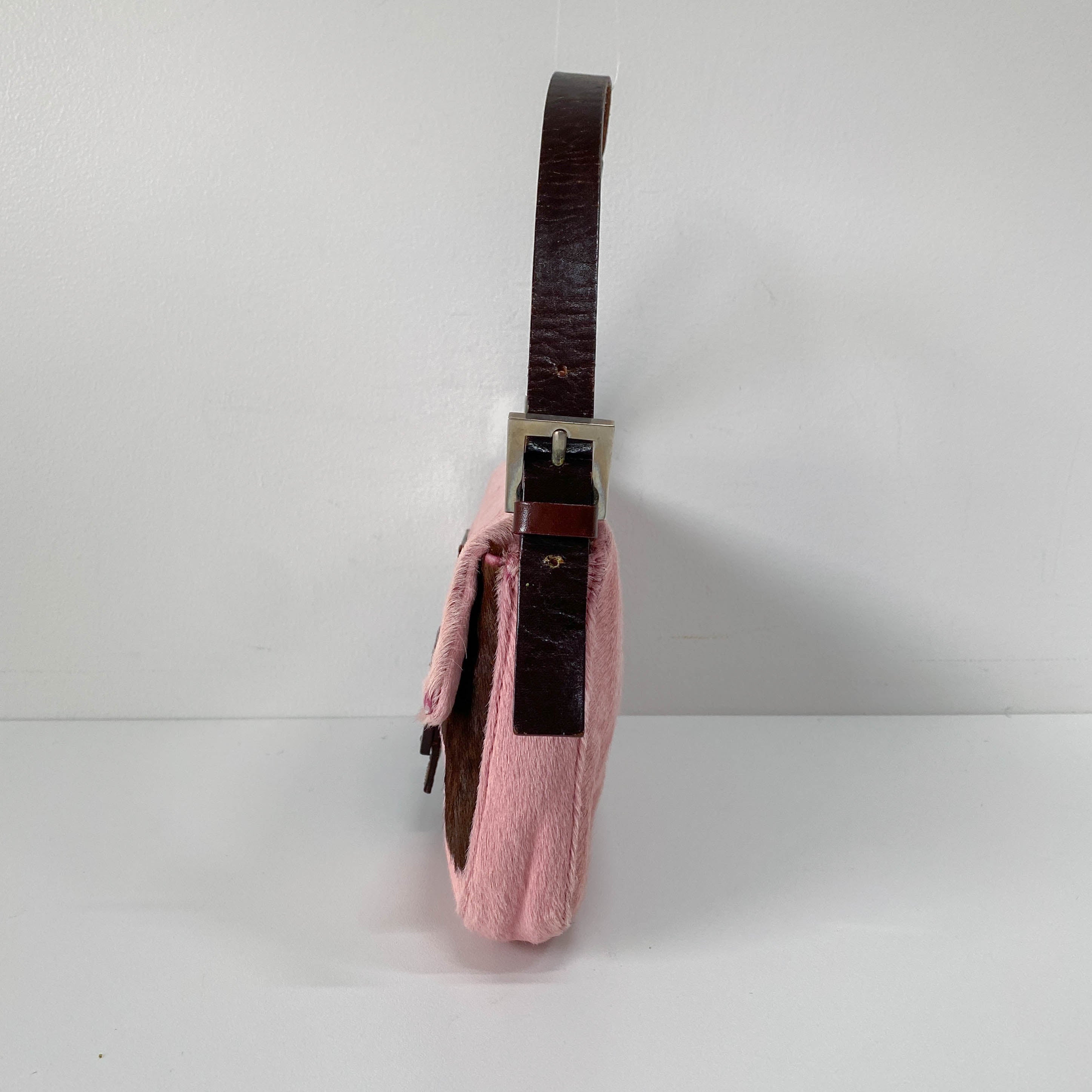 Baguette Pink Pony Hair Shoulder Bag