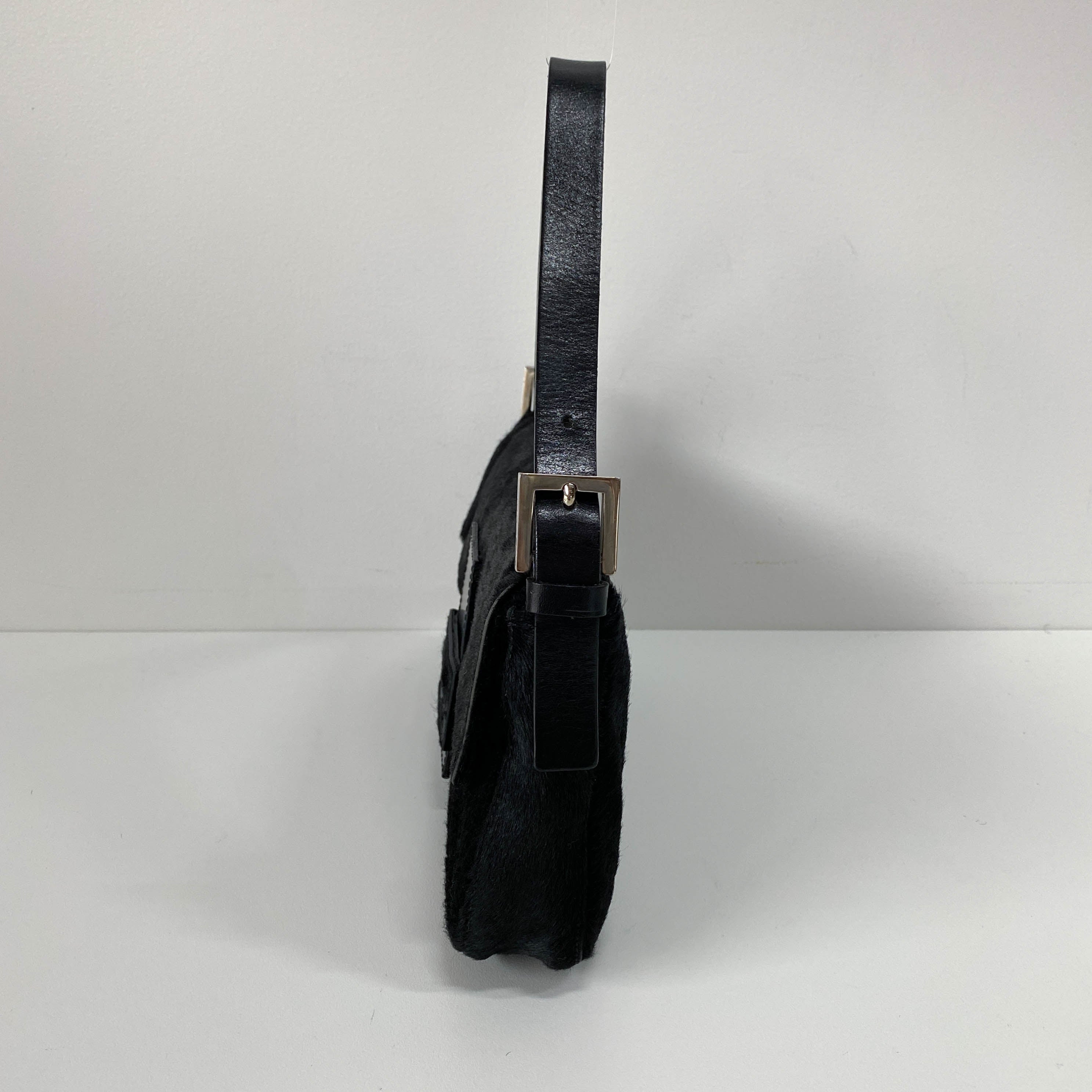 Baguette Black Pony Hair Shoulder Bag