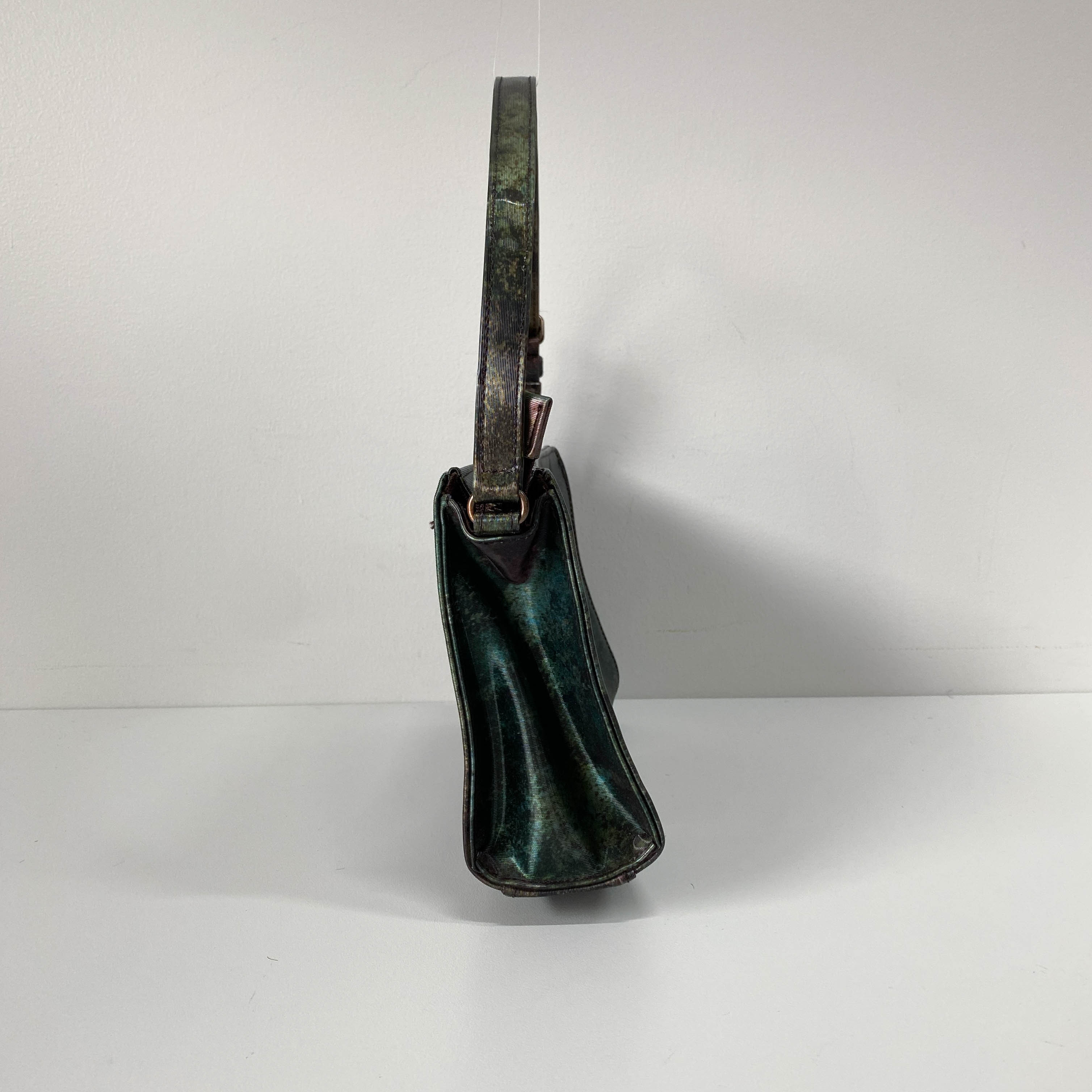 Green Coated Canvas Shoulder Bag