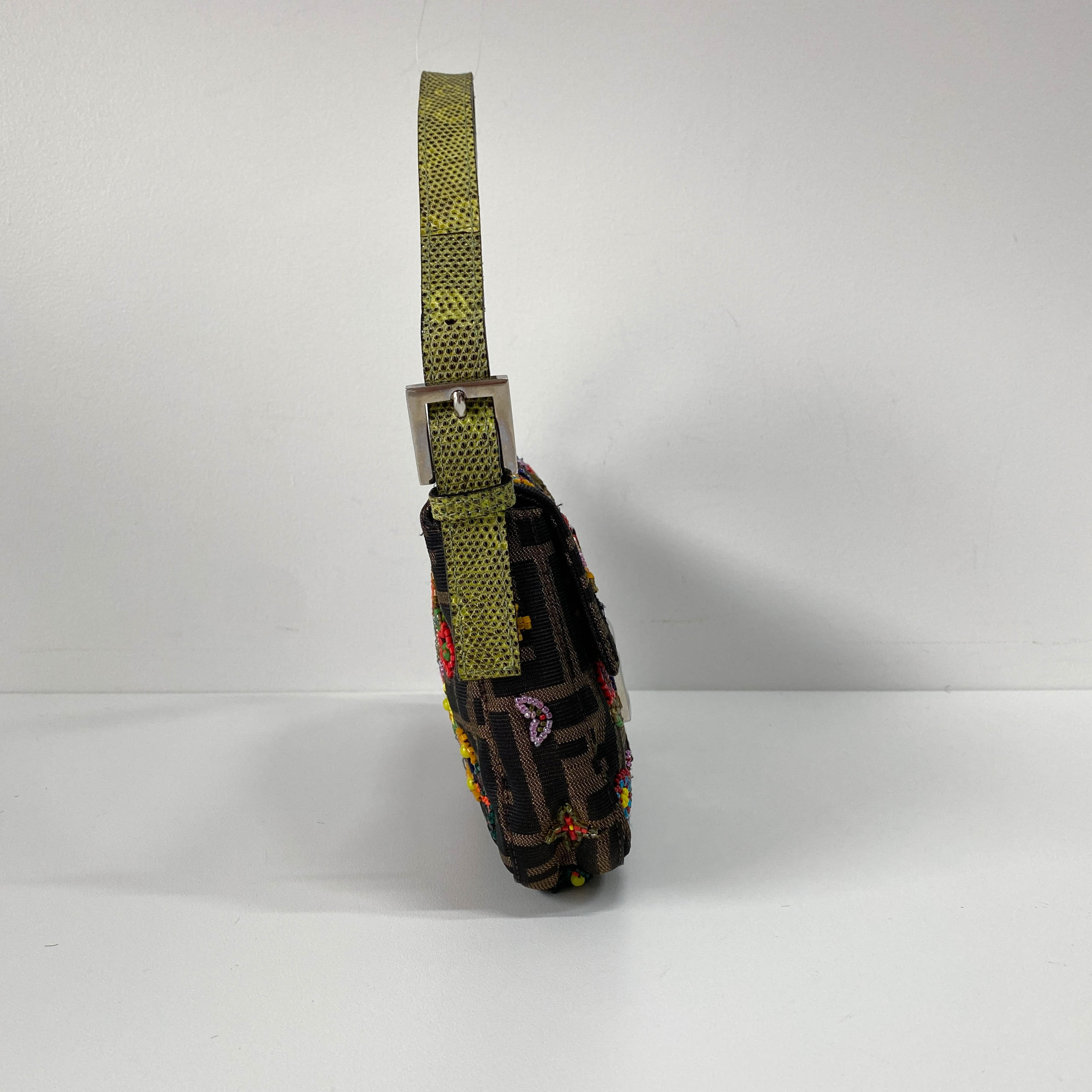 Zucca FF Design With Beads Baguette Shoulder Bag