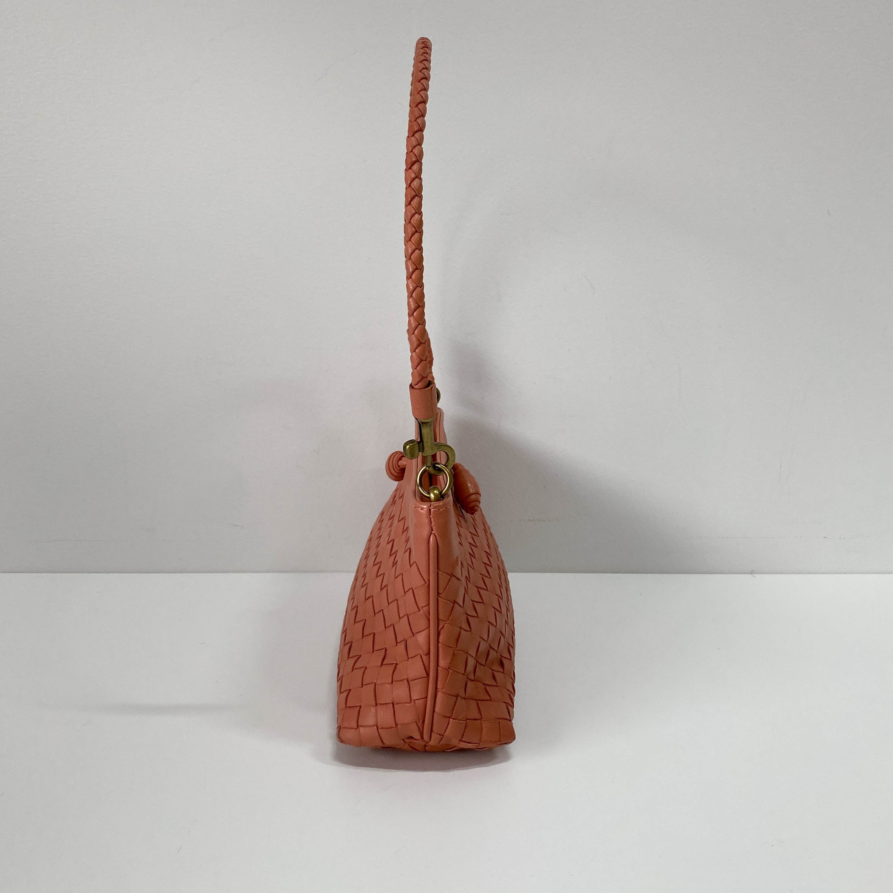 Intrecciato Pink Leather Shoulder Bag