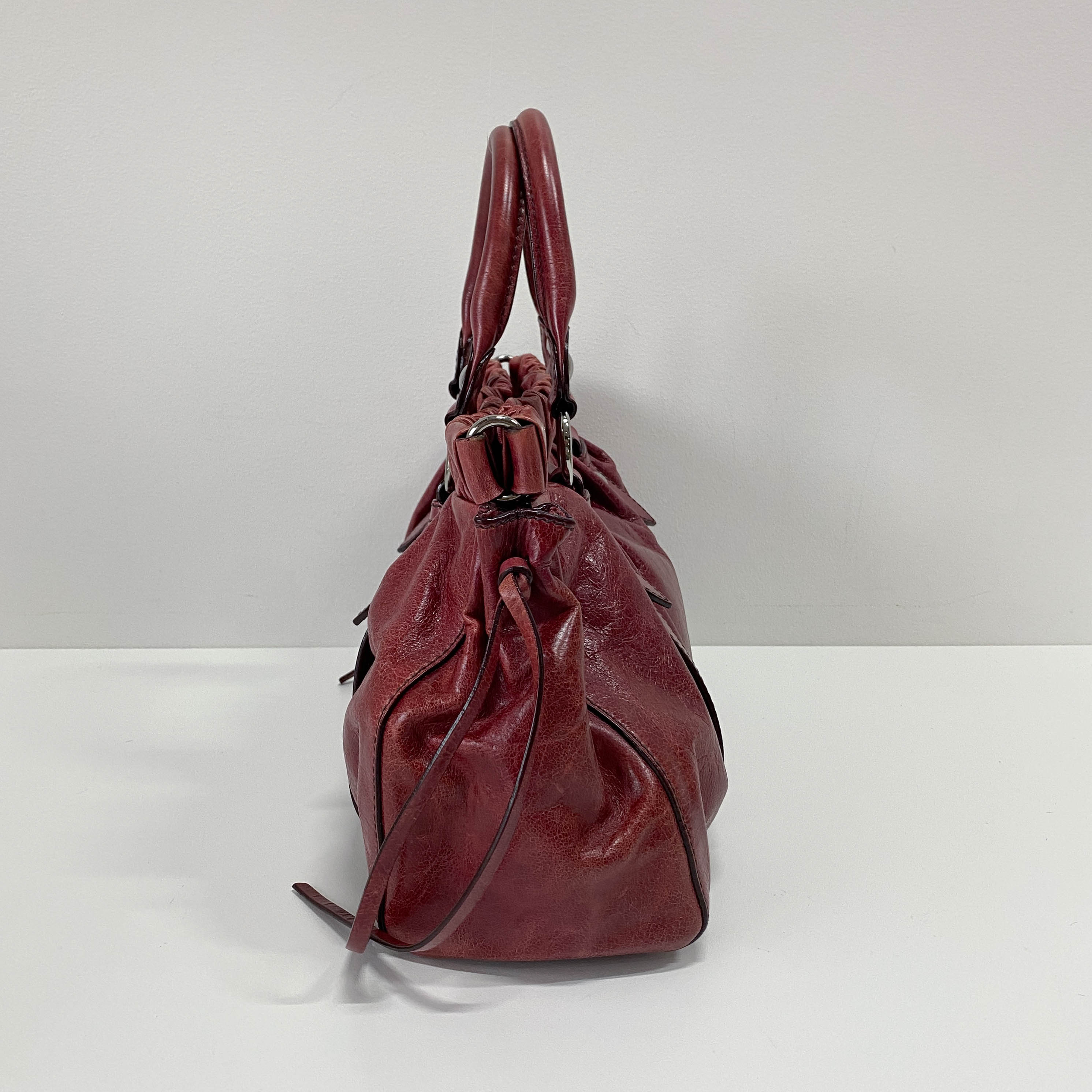 Vitello Red Calfskin Leather Two Way Bag
