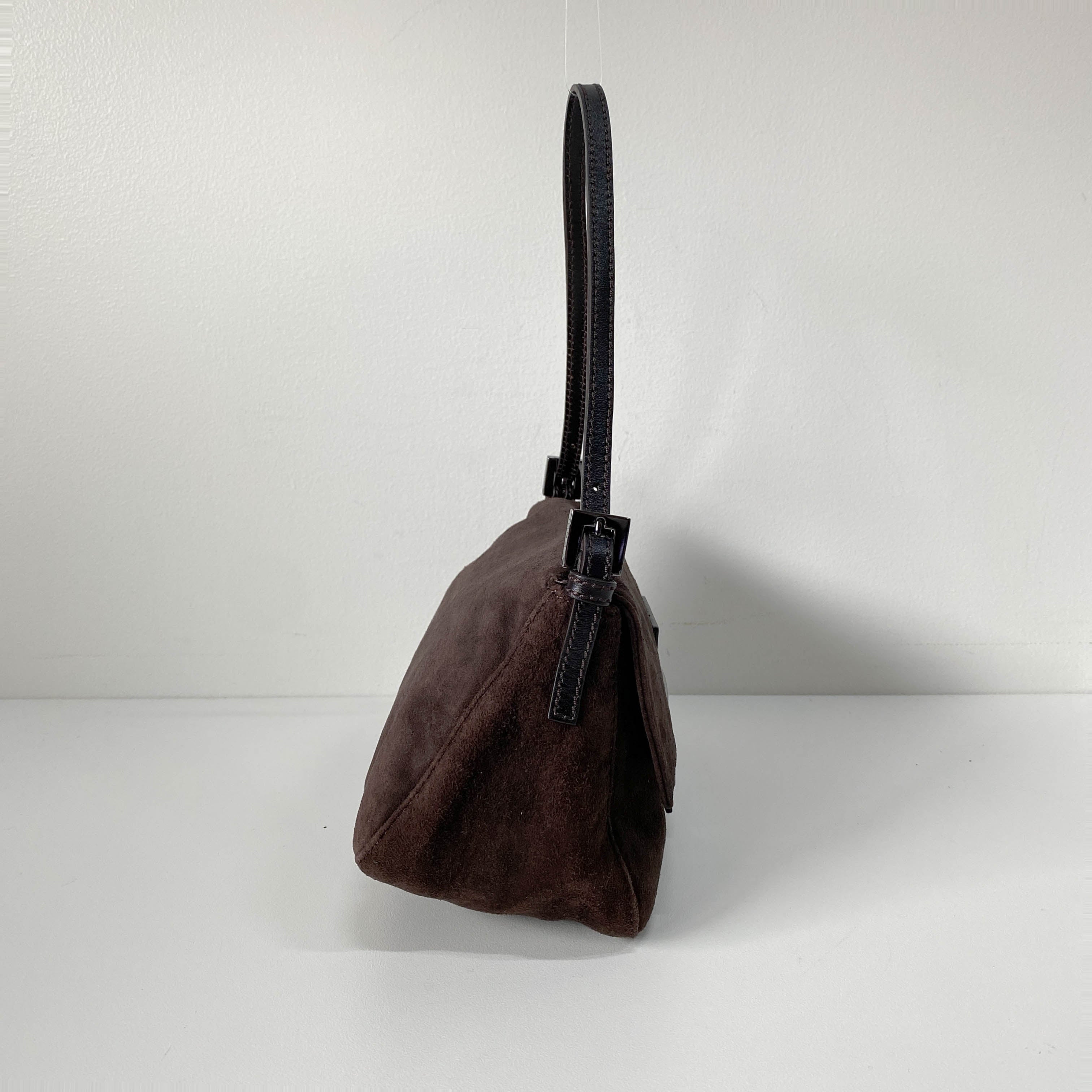 Mini Mamma Baguette Brown Suede Shoulder Bag
