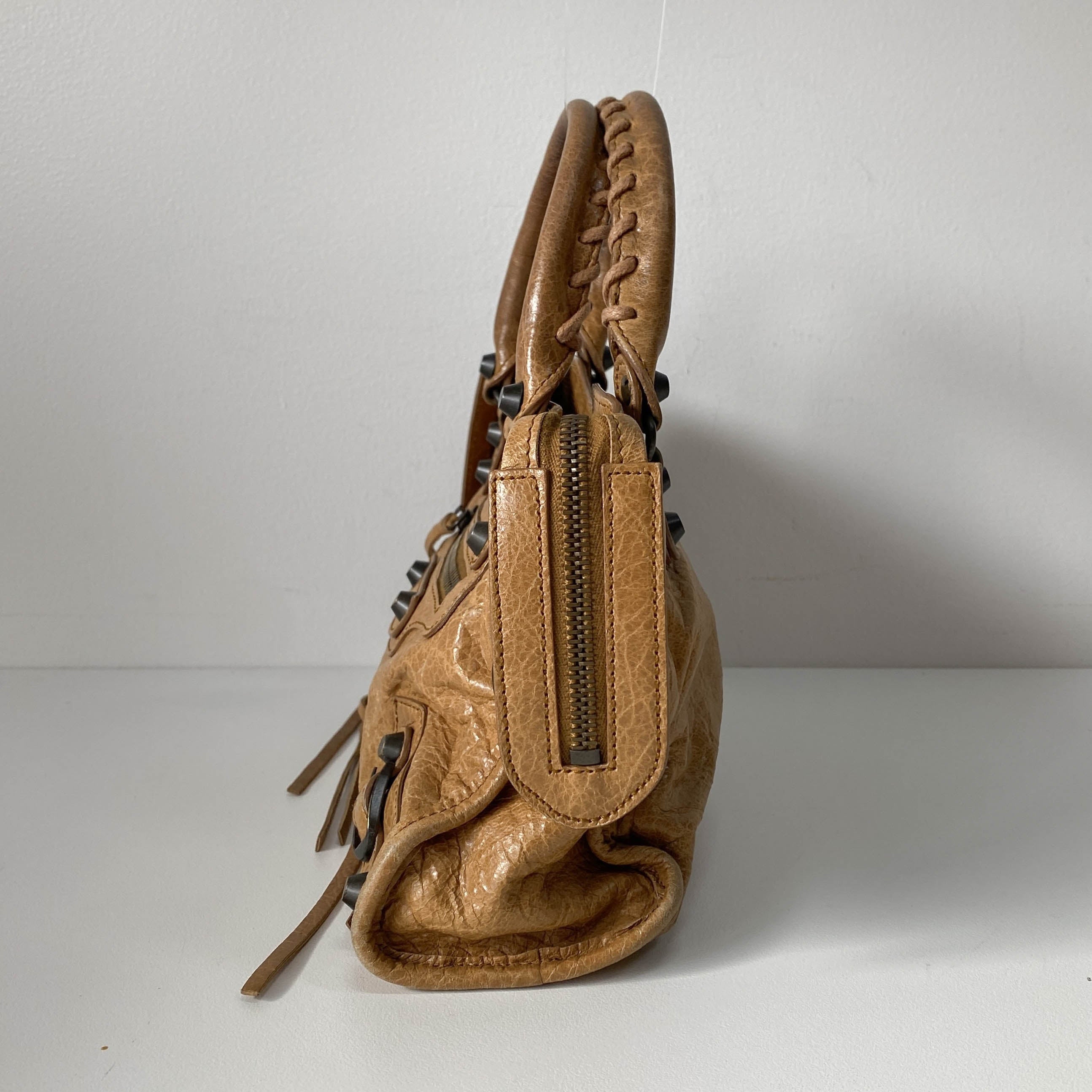 The City Mini Brown Calfskin Leather Handbag