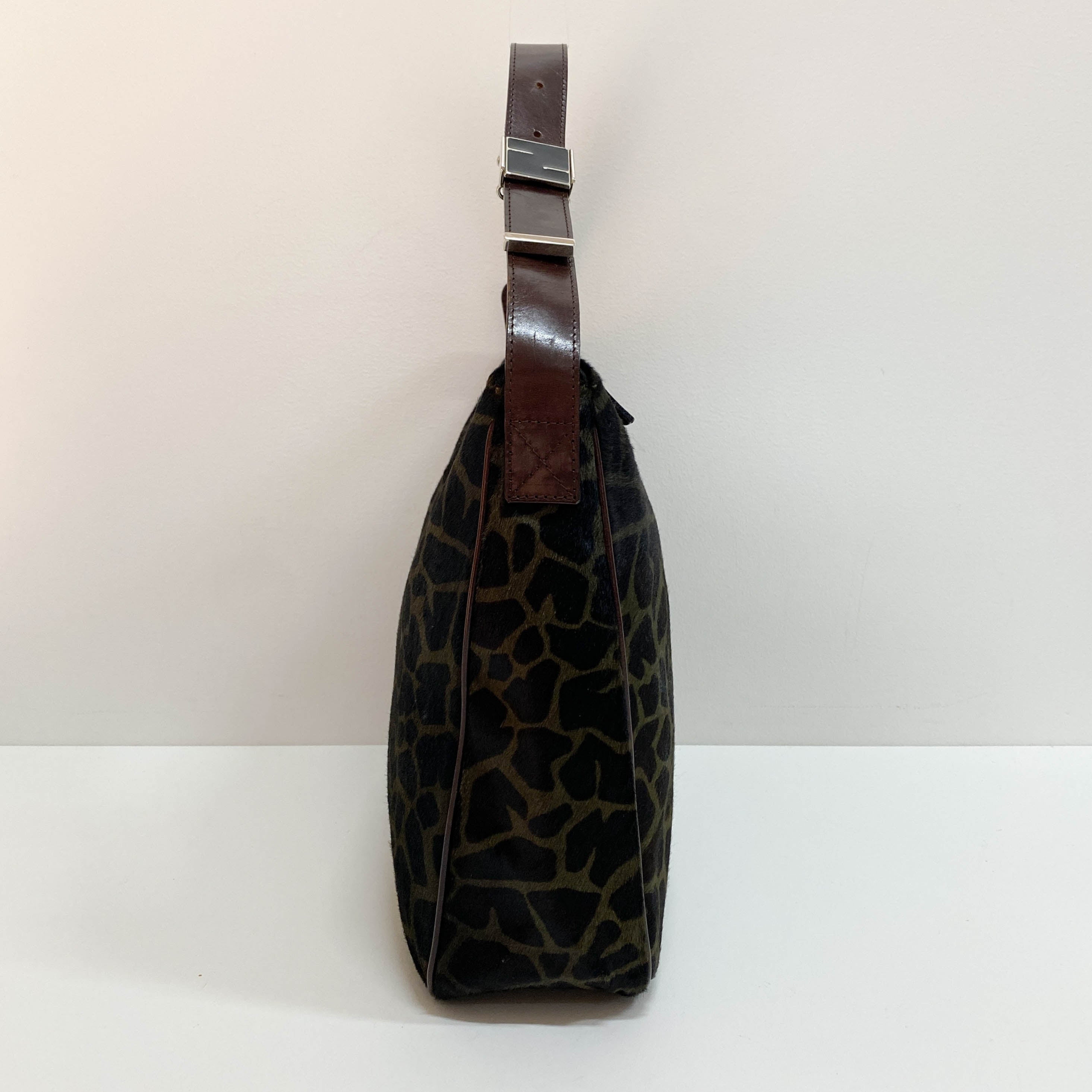 Brown Leopard Print Pony Hair Shoulder Bag