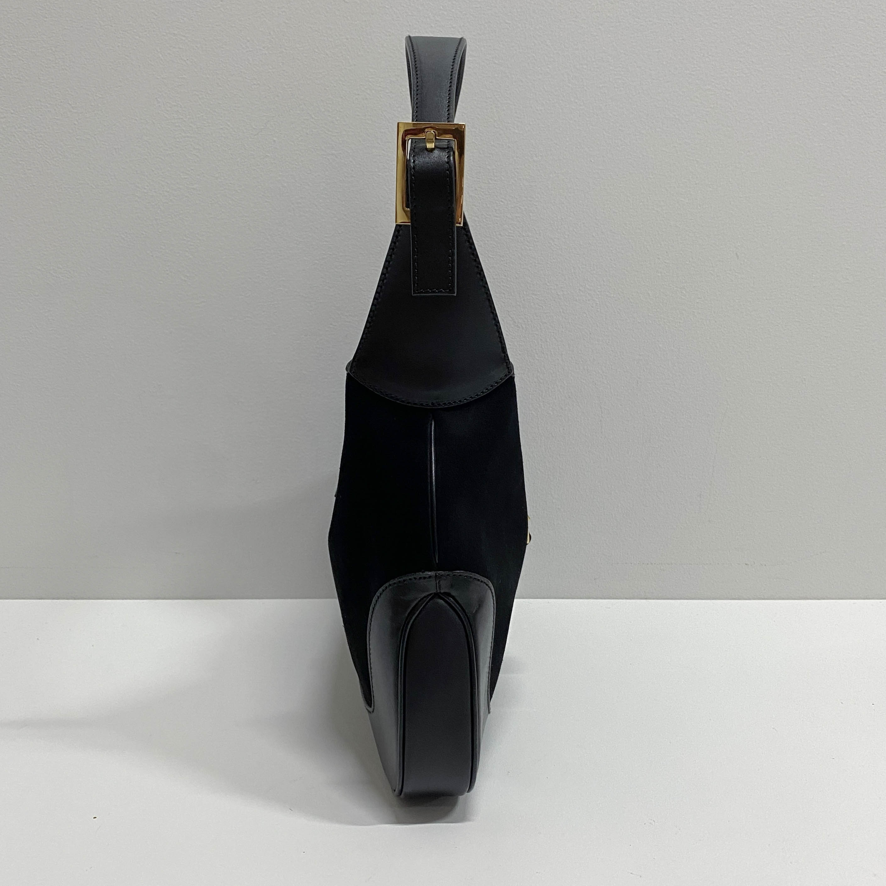 Jackie Black Suede Shoulder Bag