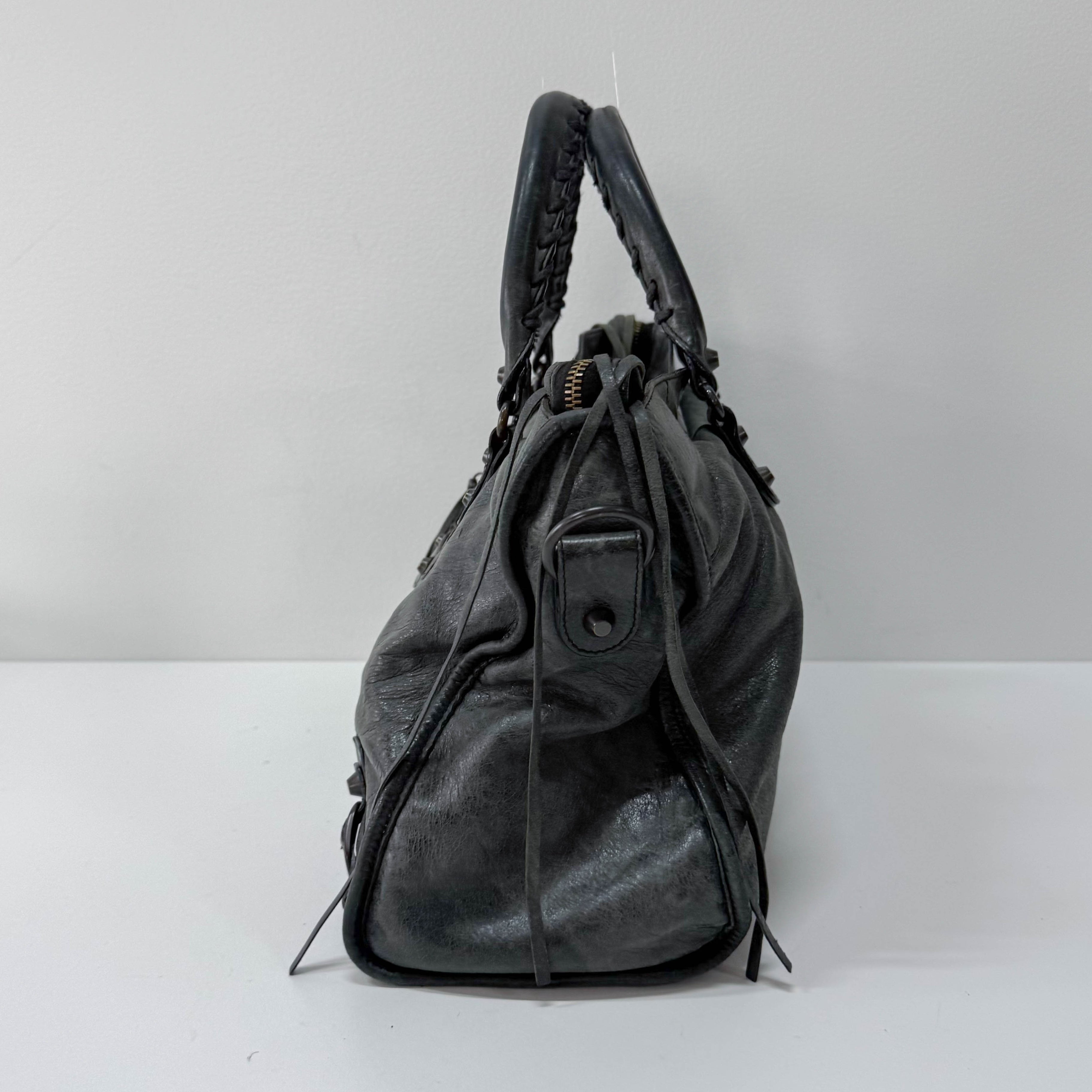 The First Grey Calfskin Leather Two Way Bag