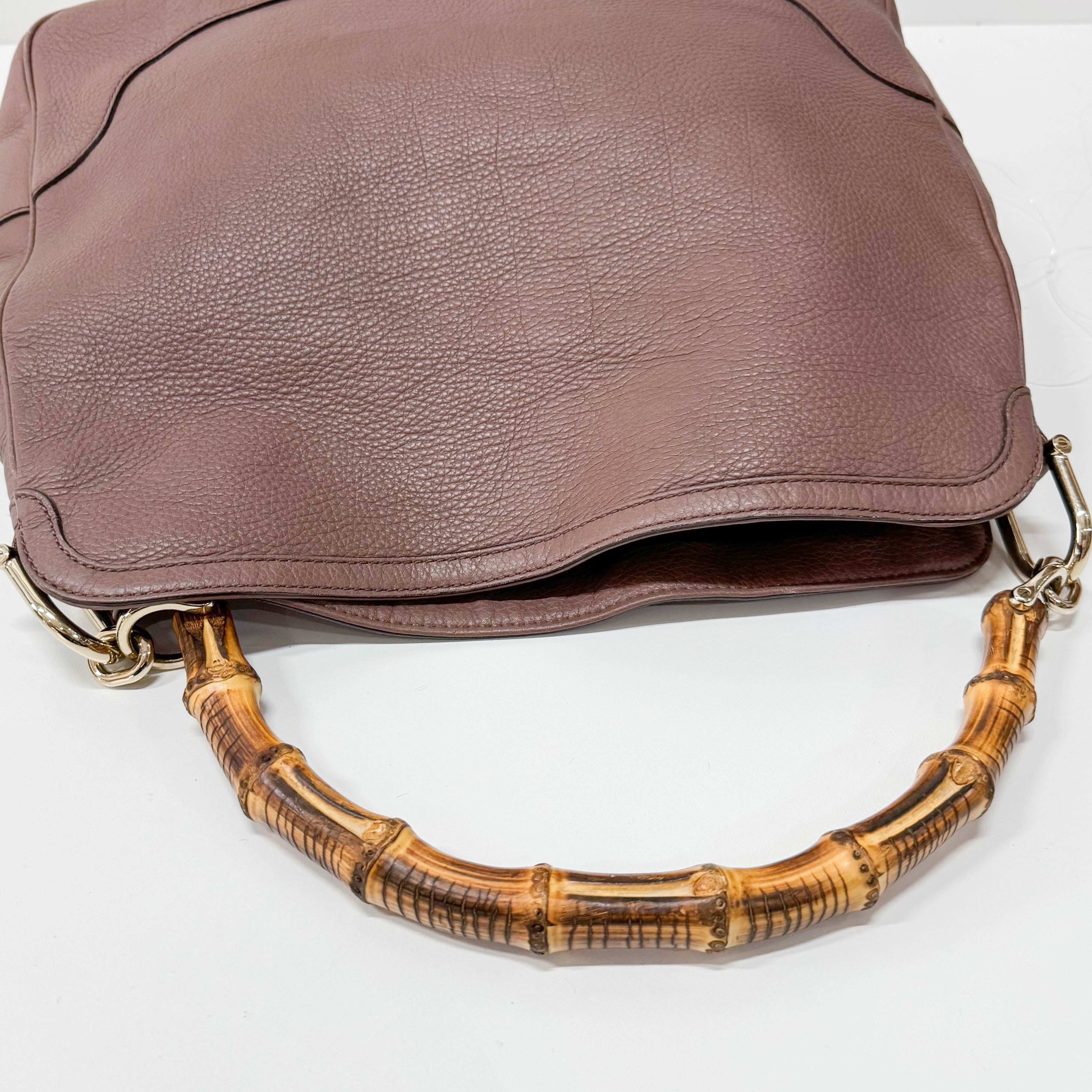 Bamboo Top Handle Tuape Leather Two Way Bag