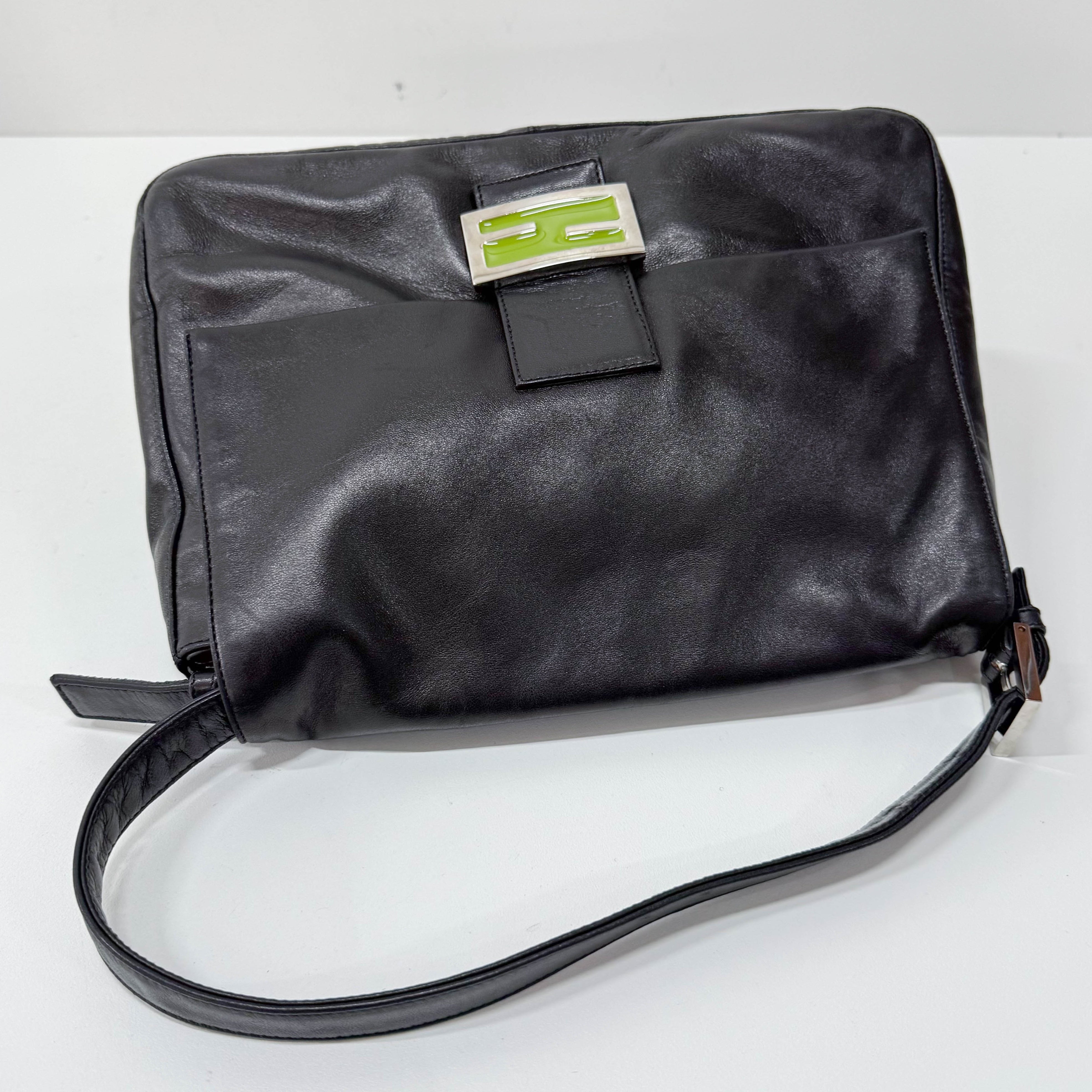 Mamma Baguette Black Leather Shoulder Bag