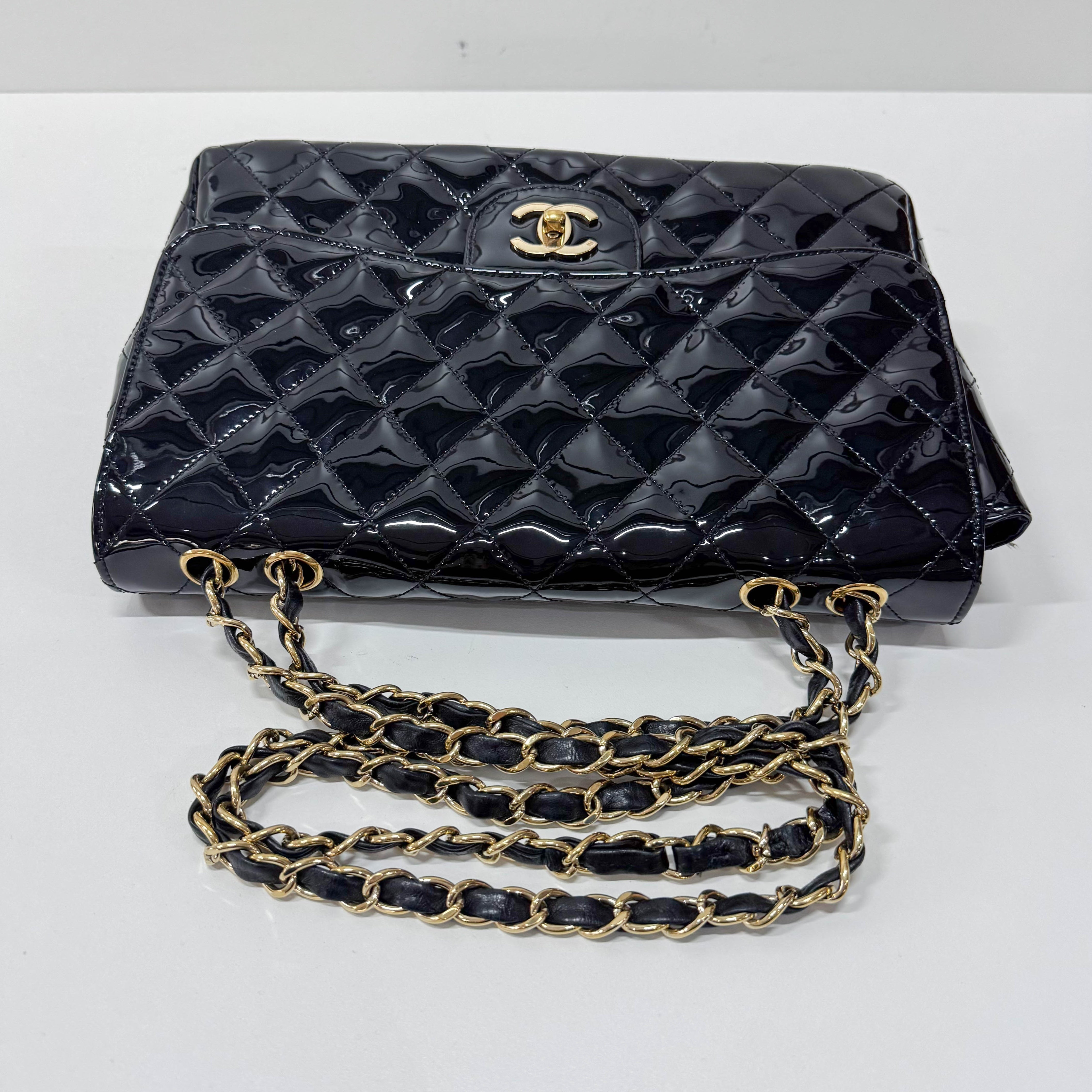 Timeless Classic Flap BlackPatent Leather Shoulder/Crossbody Bag