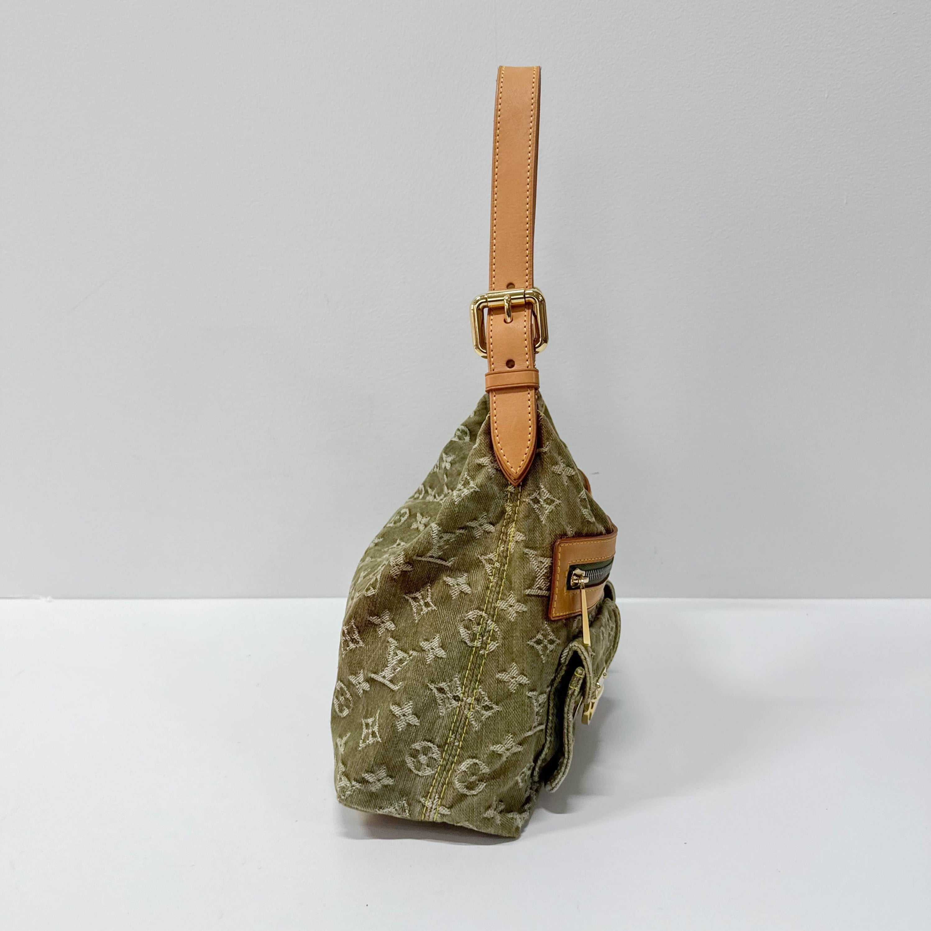 Baggy Monogram PM Khaki Denim Shoulder Bag