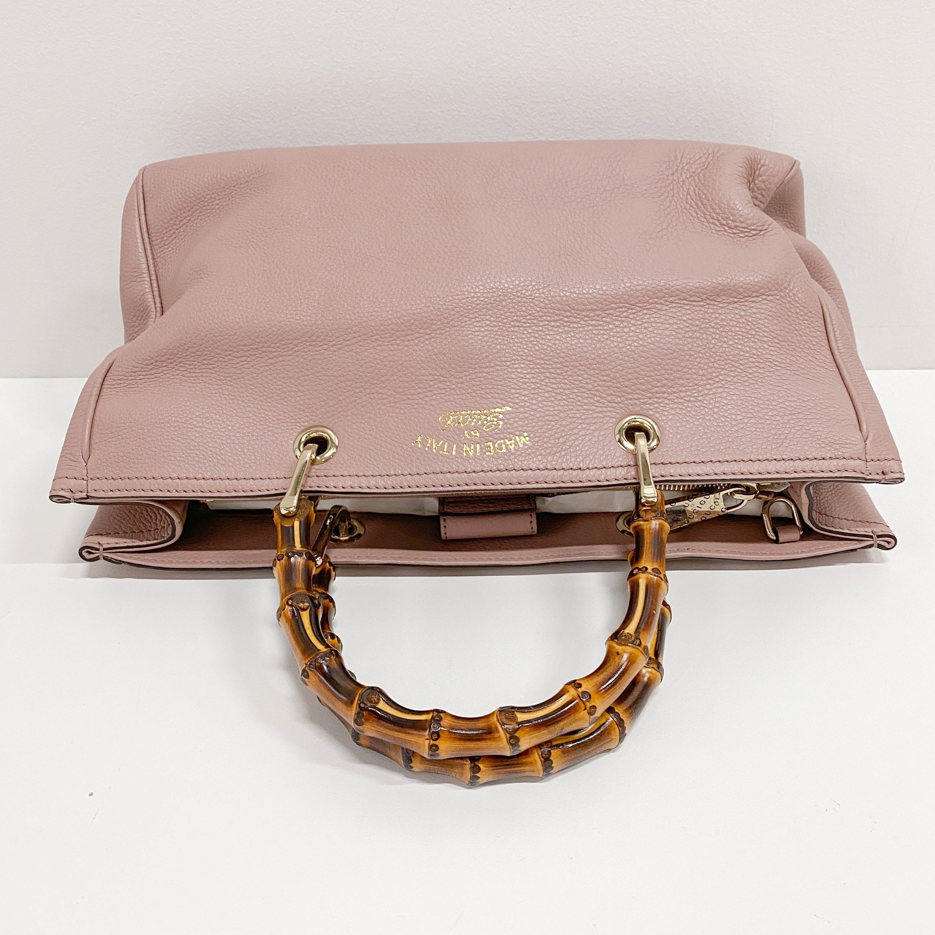 Bamboo Shopper Pink Leather Two Way Bag