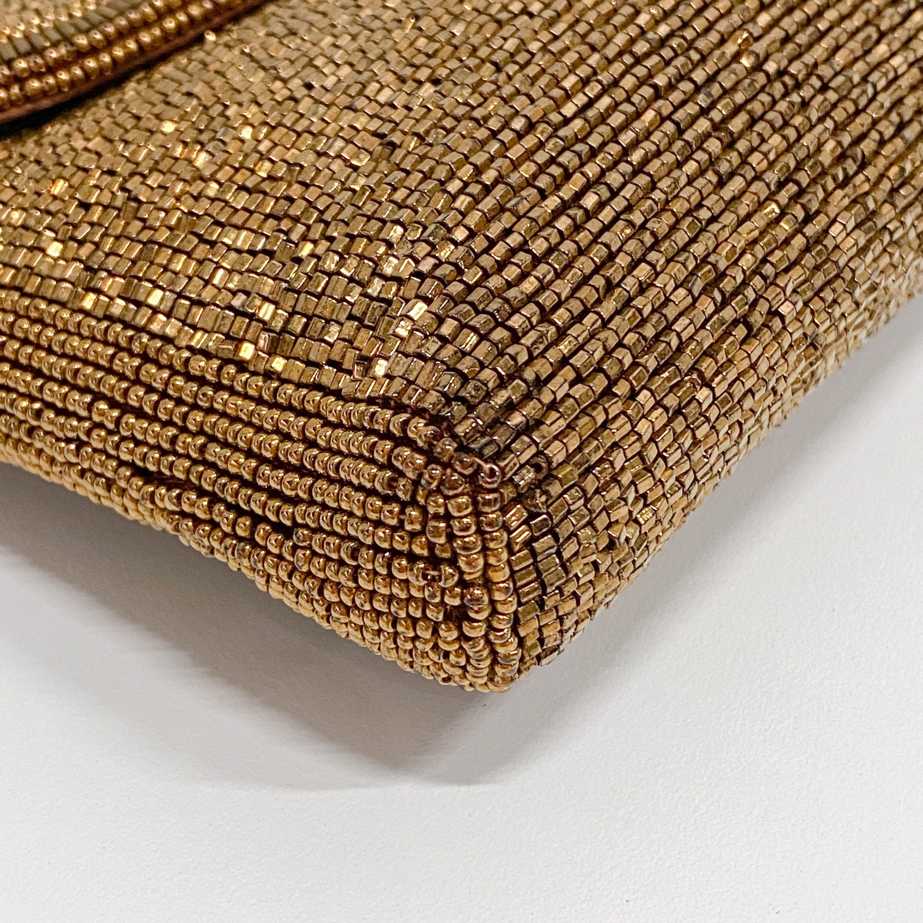 Vintage Rose Gold Beaded Gold Chain Shoulder Bag