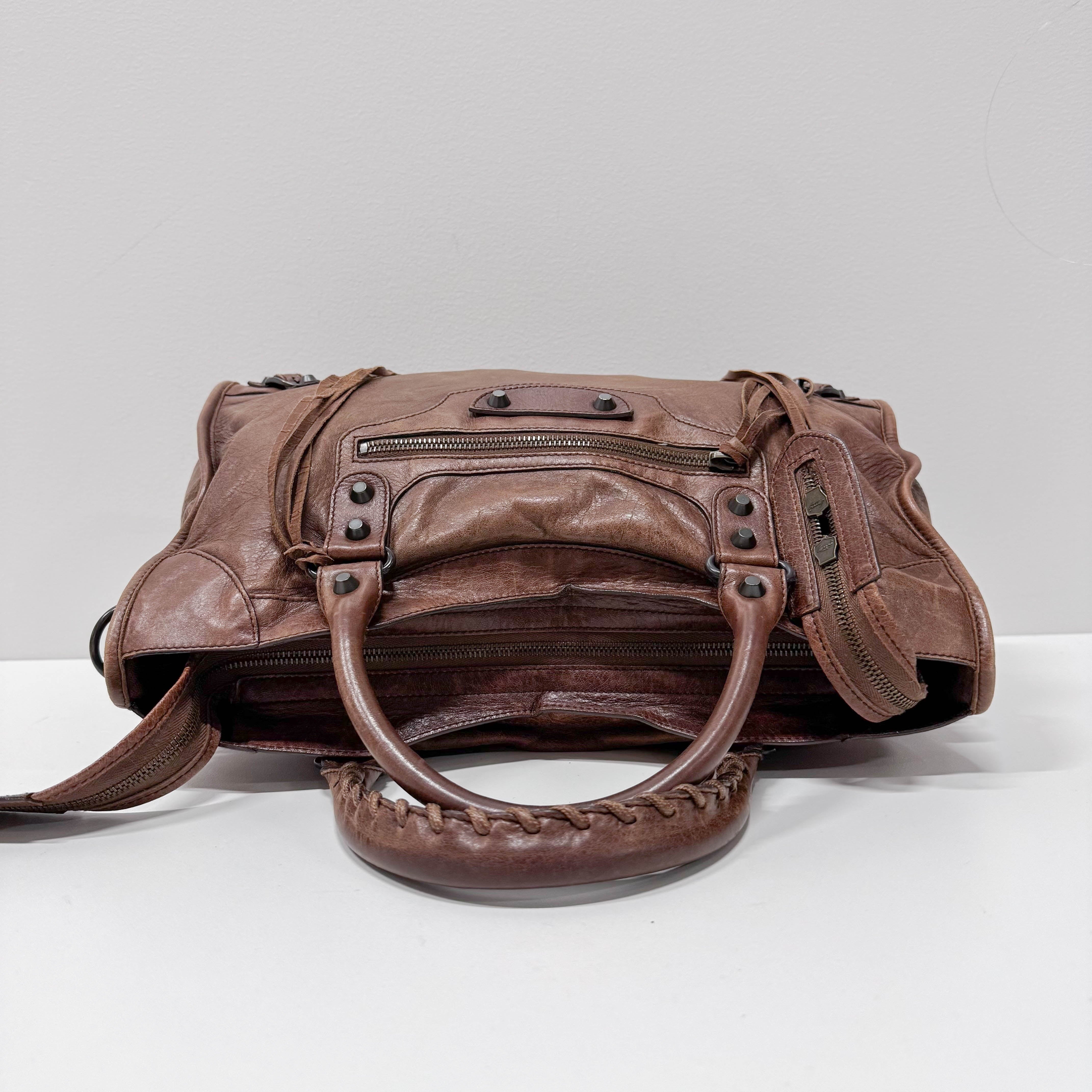 The City Brown Leather Shoulder Bag