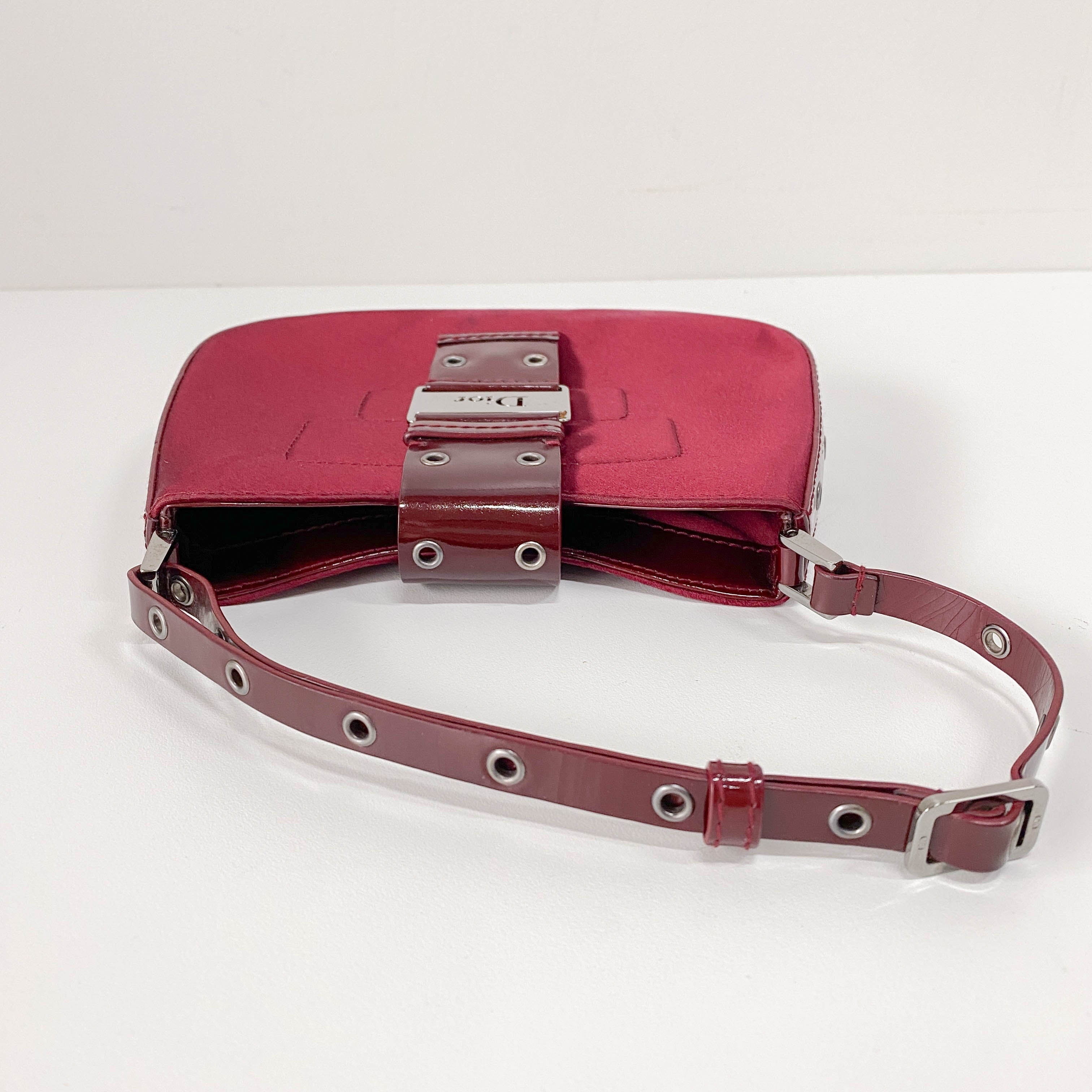 Mini Burgundy Satin Hobo Shoulder Bag