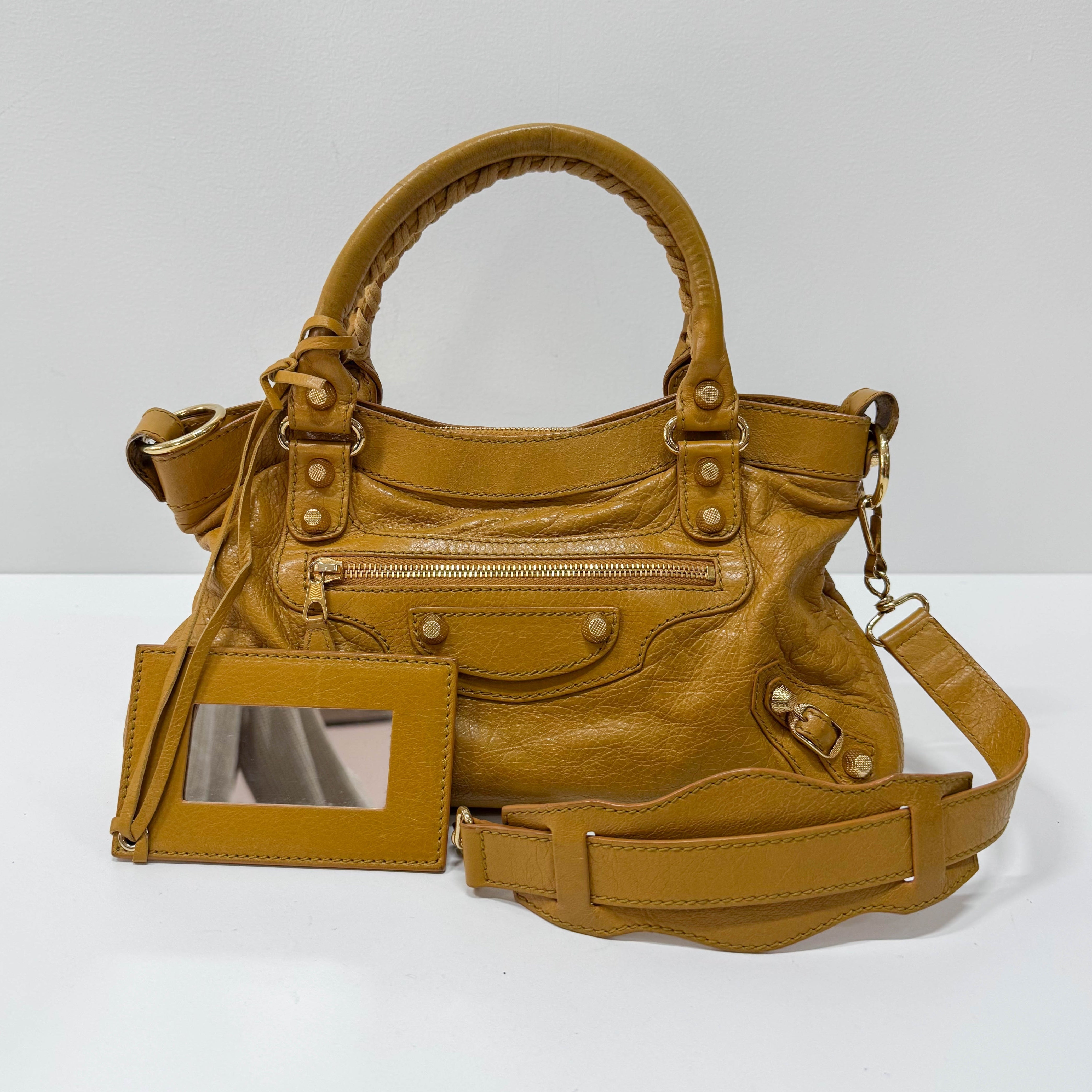 The First Yellow Leather Shoulder Two Way Bag