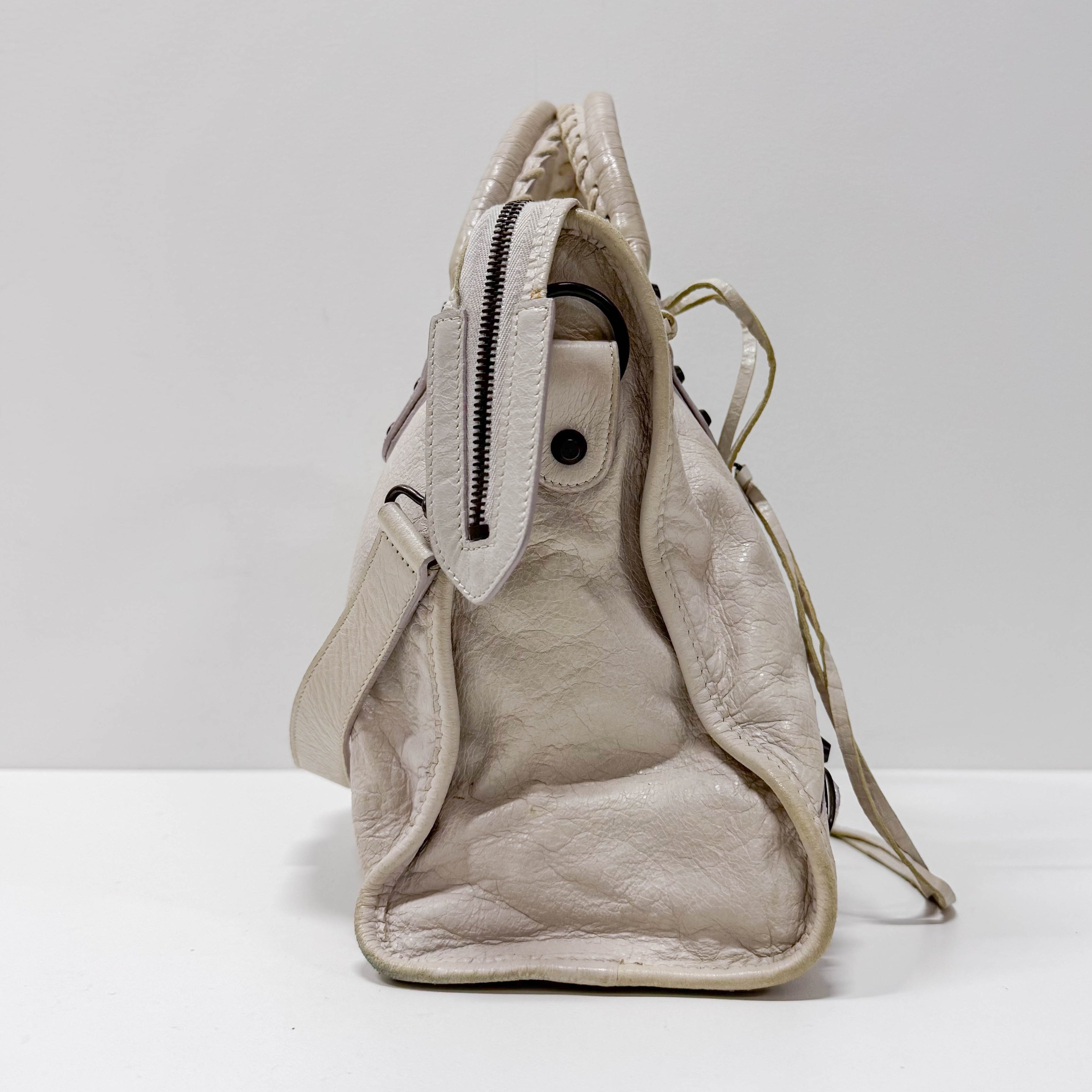 The City Beige Calfskin Leather Two Way Bag