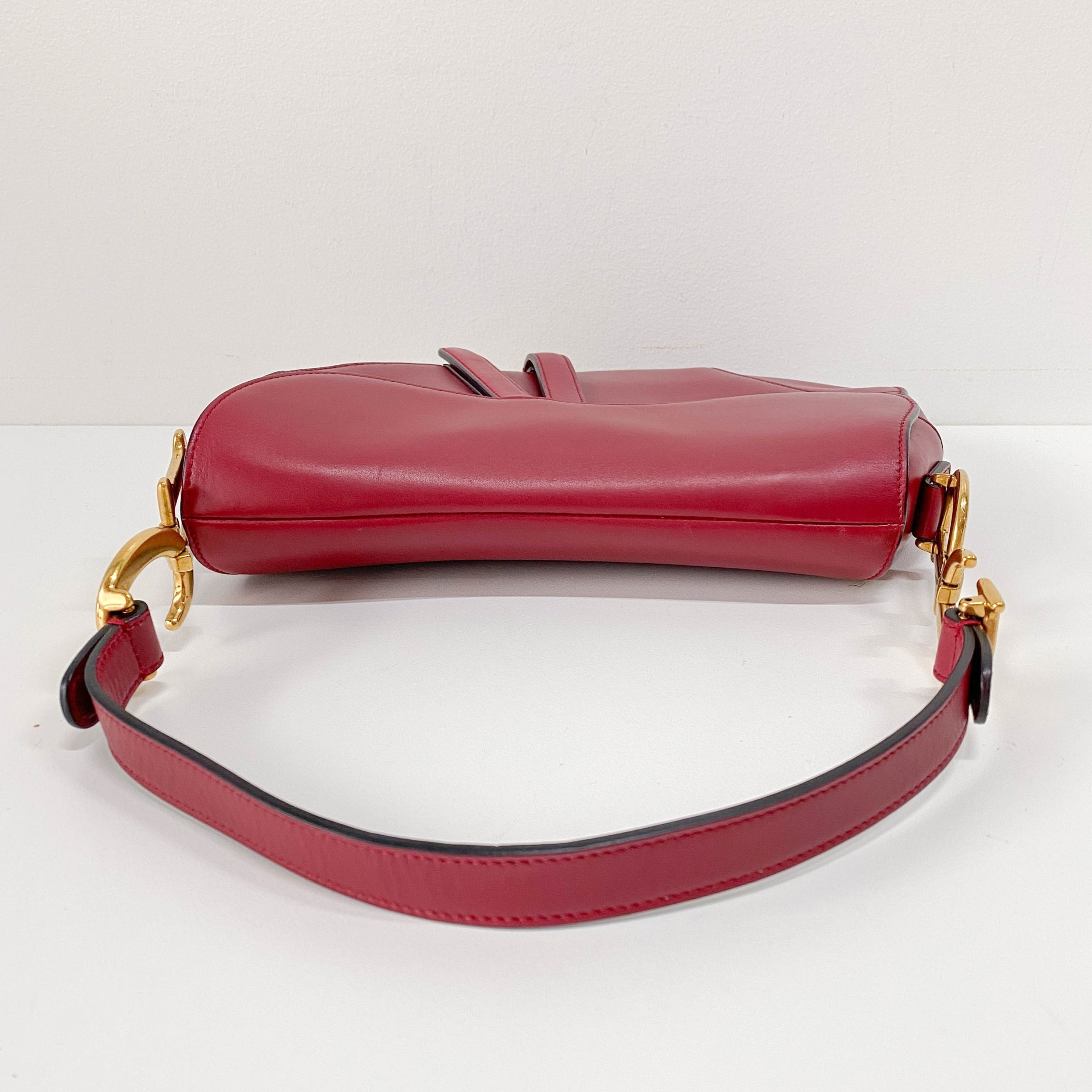 Saddle Red Leather Shoulder Bag