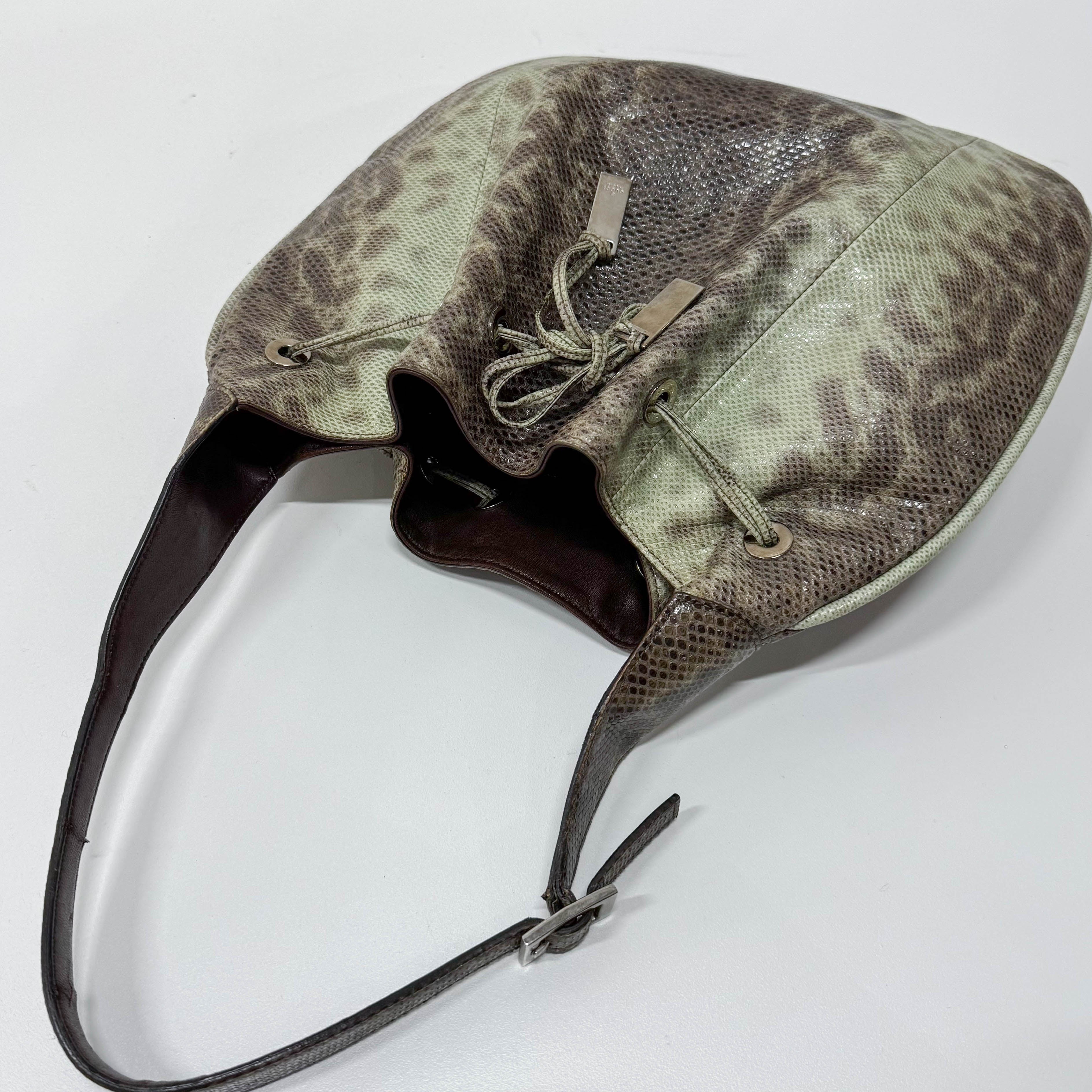 Green Python Leather Hobo Bag